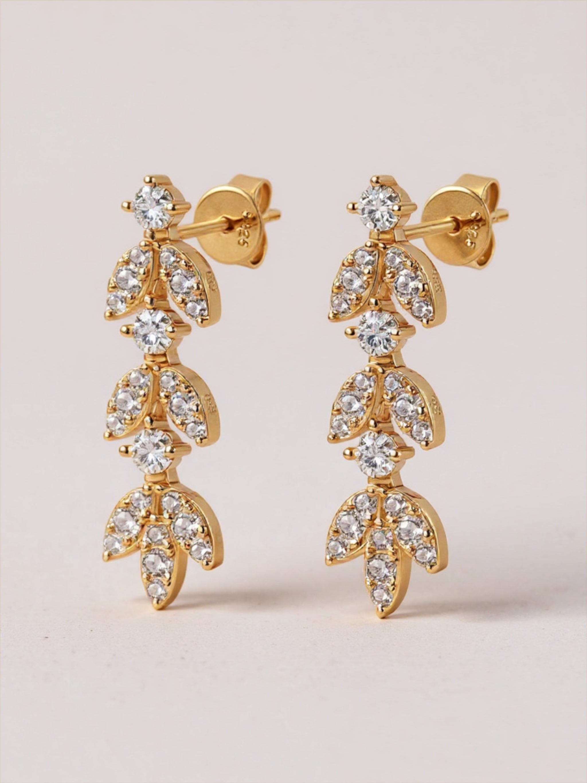 925 Sterling Silver Moissanite Leaf Earrings