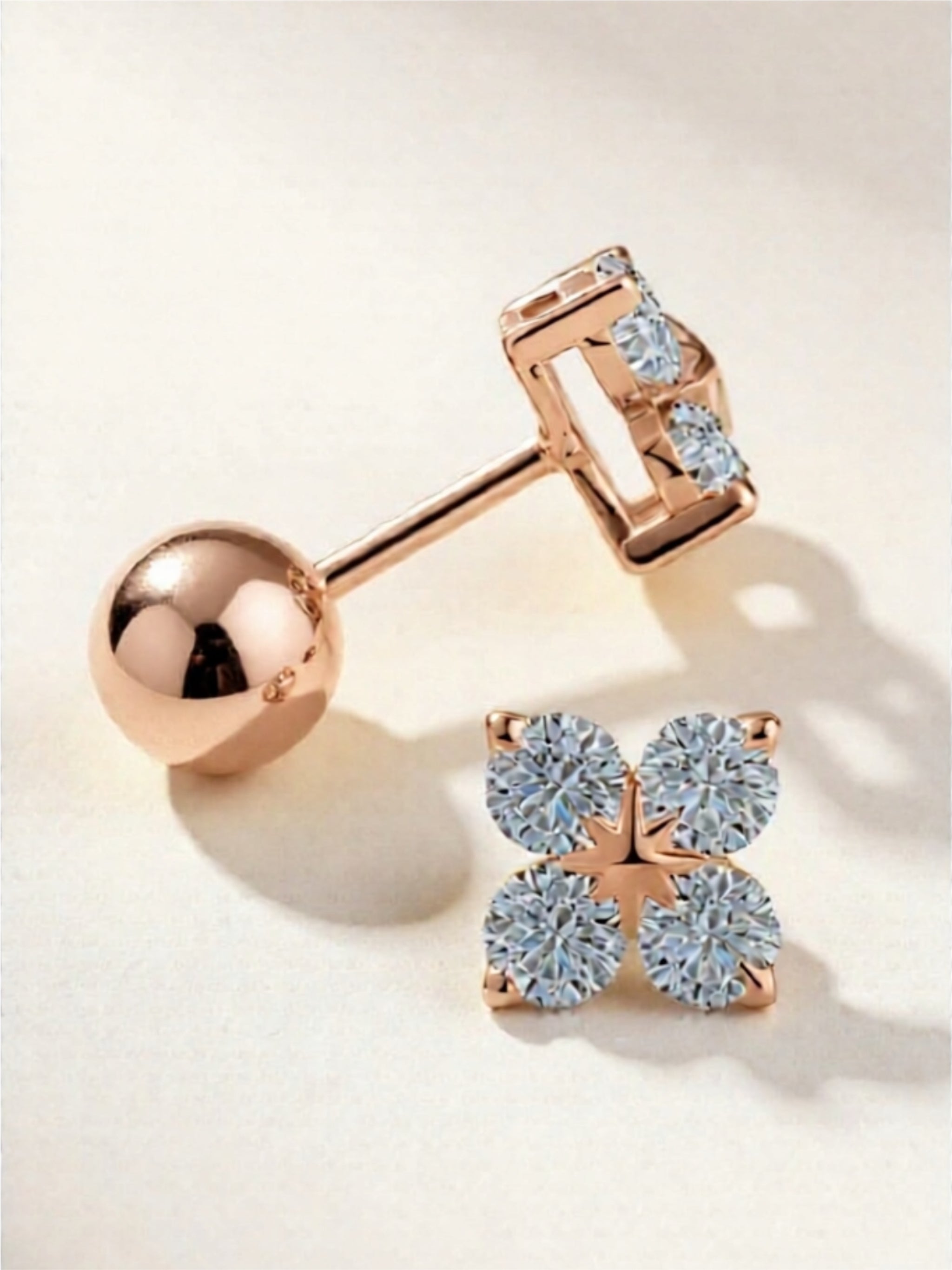 Moissanite 925 Sterling Silver Four-Leaf Clover Earrings