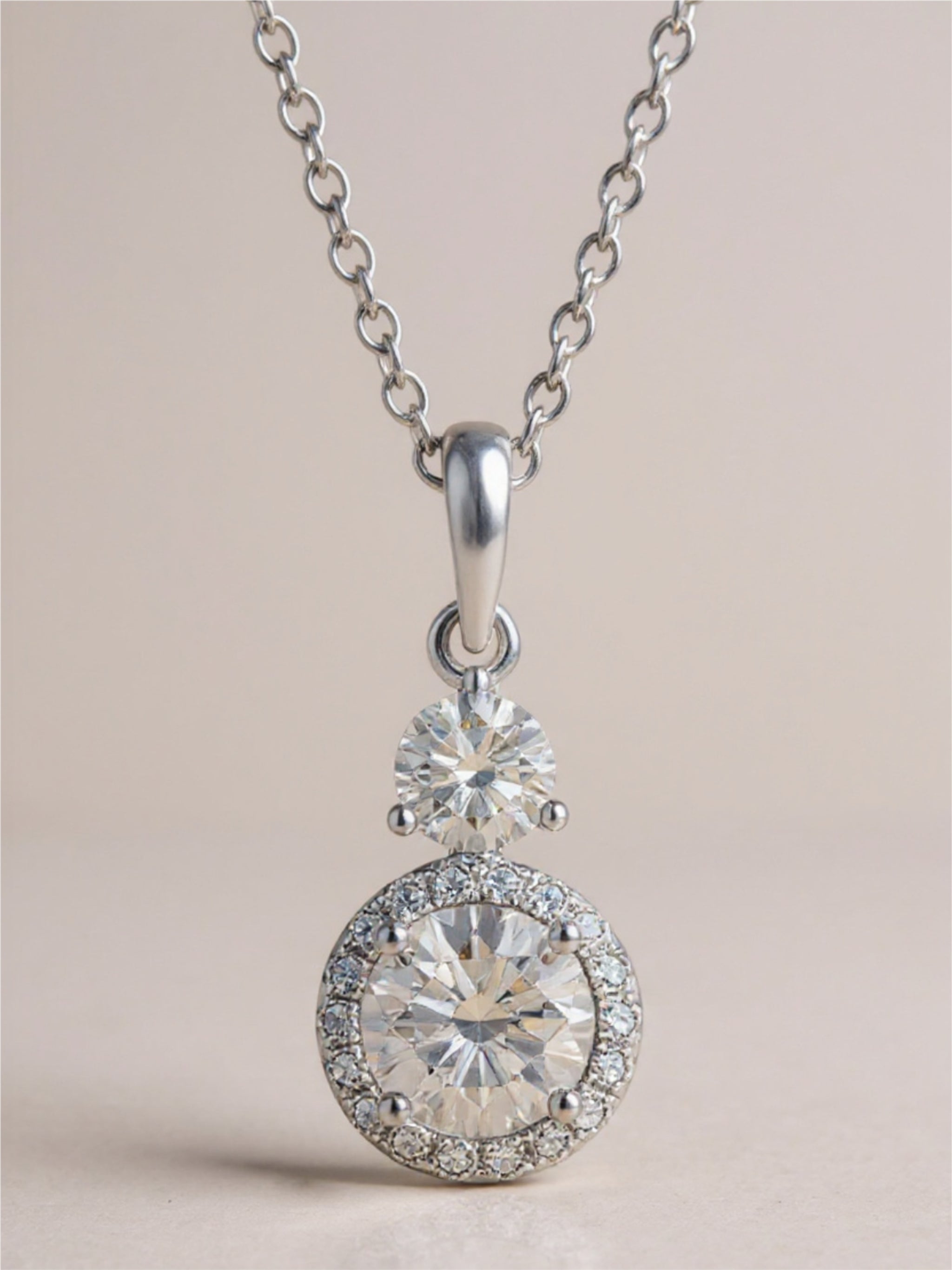 1 Carat Moissanite 925 Sterling Silver Pendant Necklace