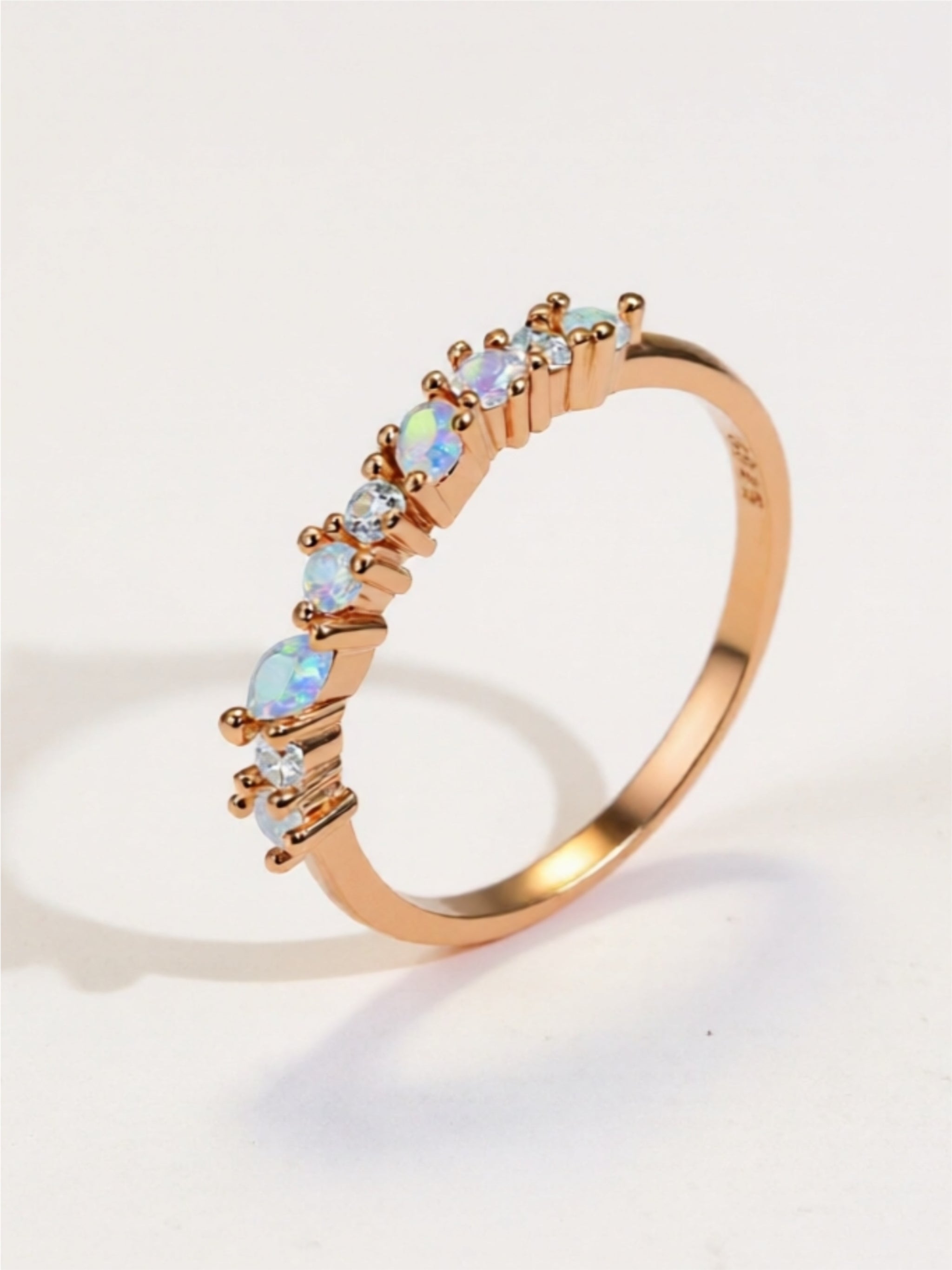 Moonstone and CZ Rose Gold Vermeil Ring