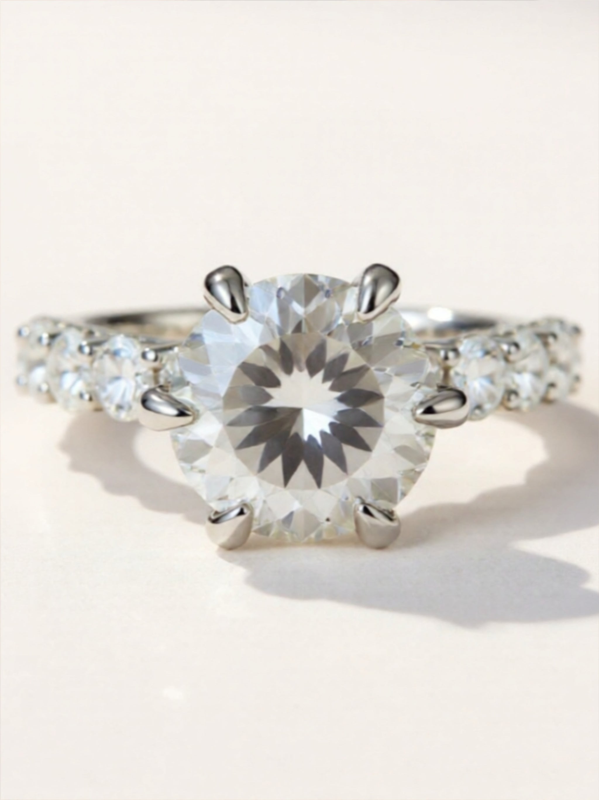 5 Carat Moissanite Side Stone 925 Sterling Silver Ring