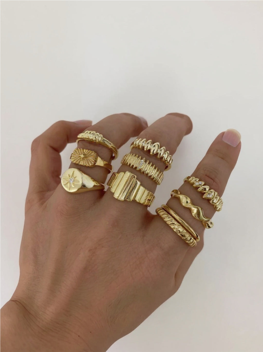 10-Piece 18K Gold Geometric Ring
