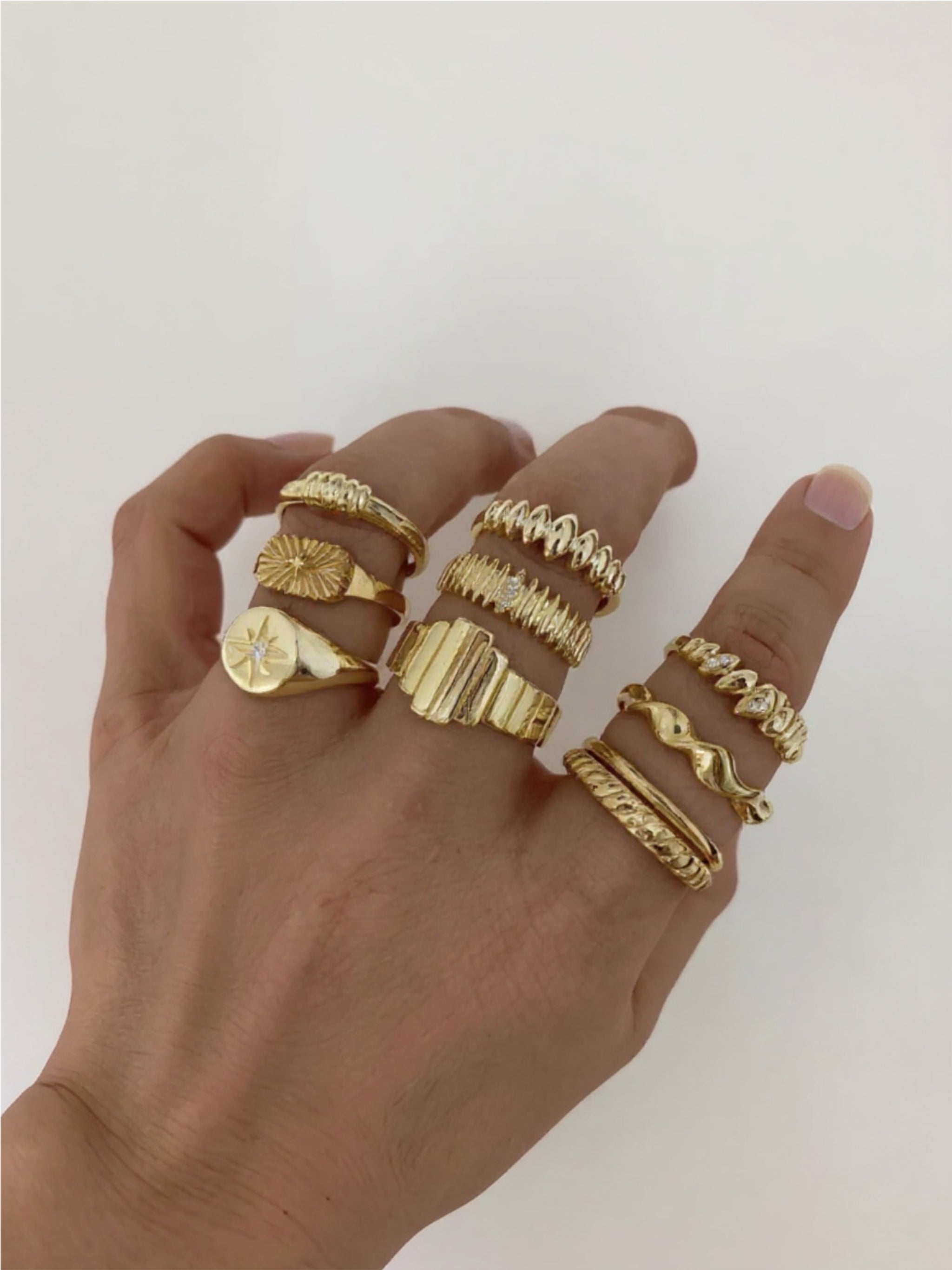 10-Piece 18K Gold Geometric Ring