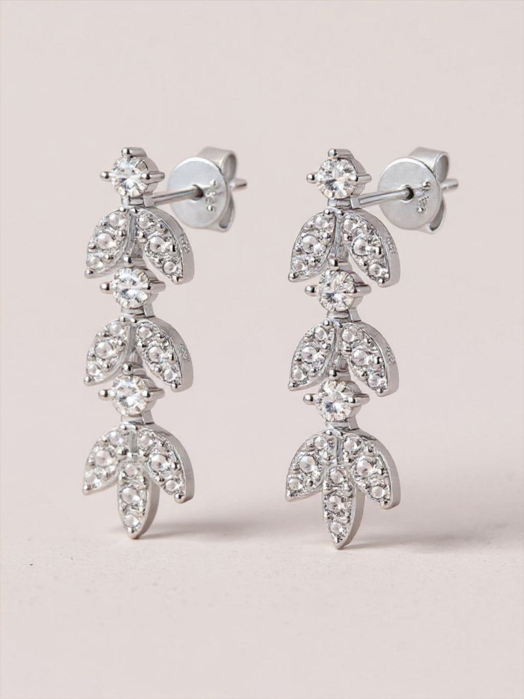 925 Sterling Silver Moissanite Leaf Earrings