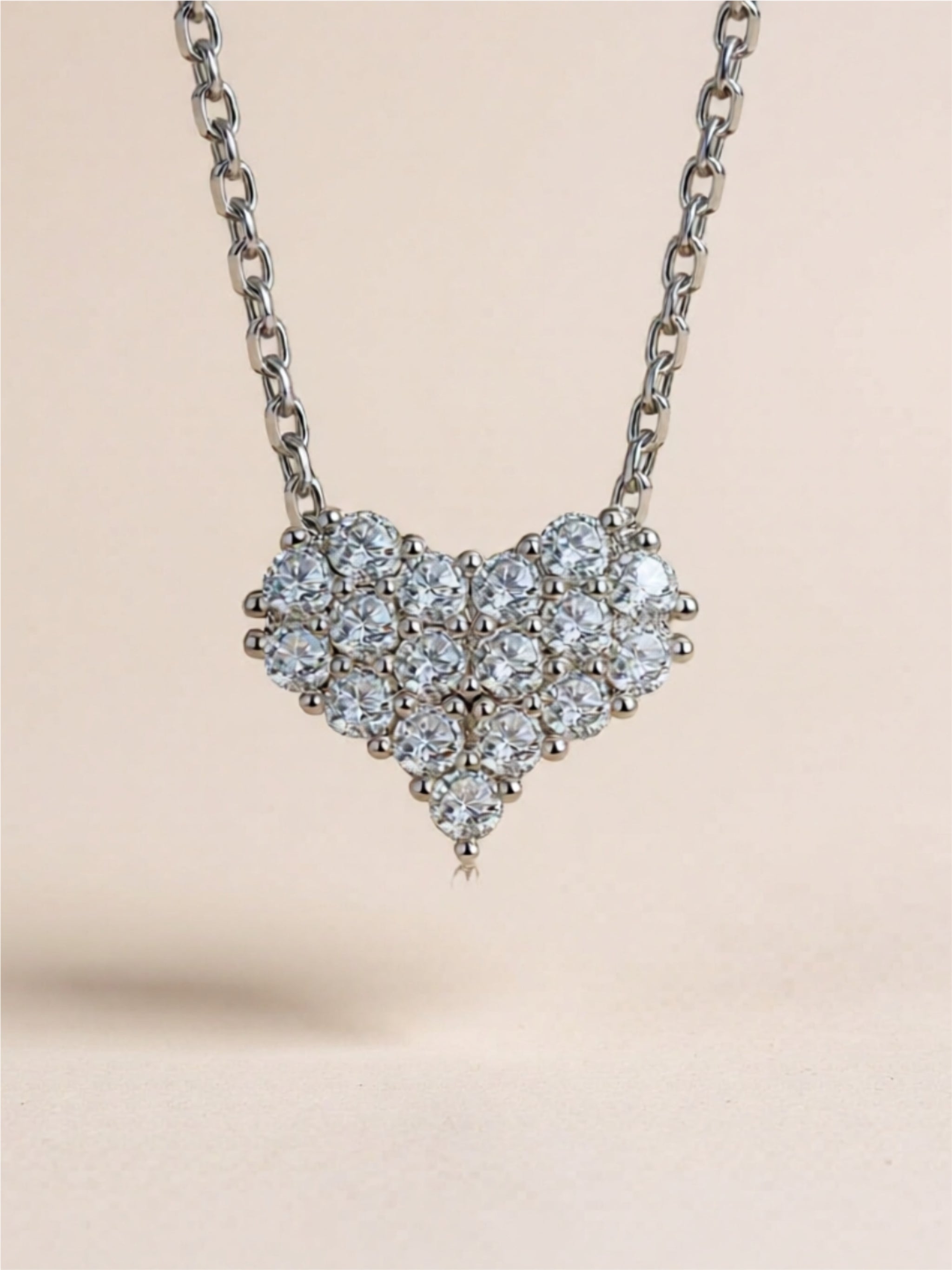 Moissanite 925 Sterling Silver Heart Necklace