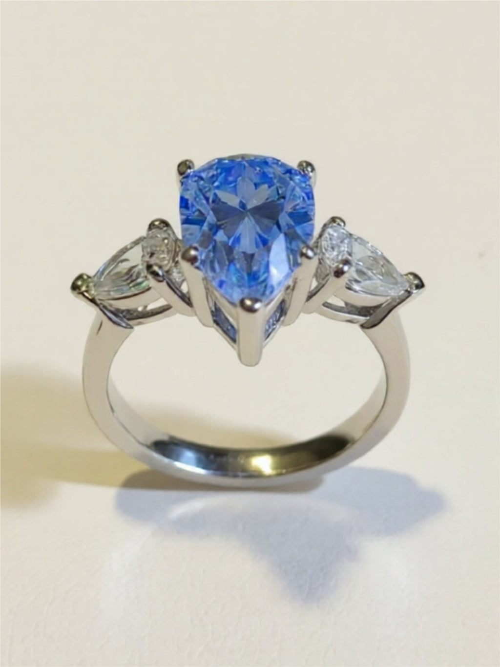 2 Carat 925 Sterling Silver Blue Moissanite Teardrop Ring