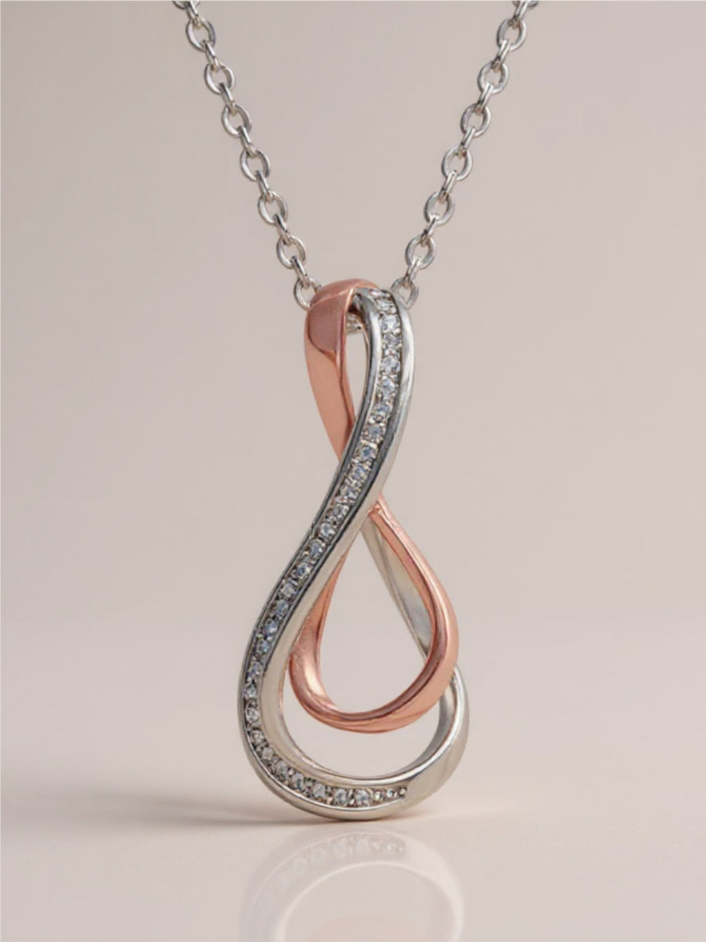 925 Sterling Silver Inlaid Moissanite Infinity Pendant Necklace