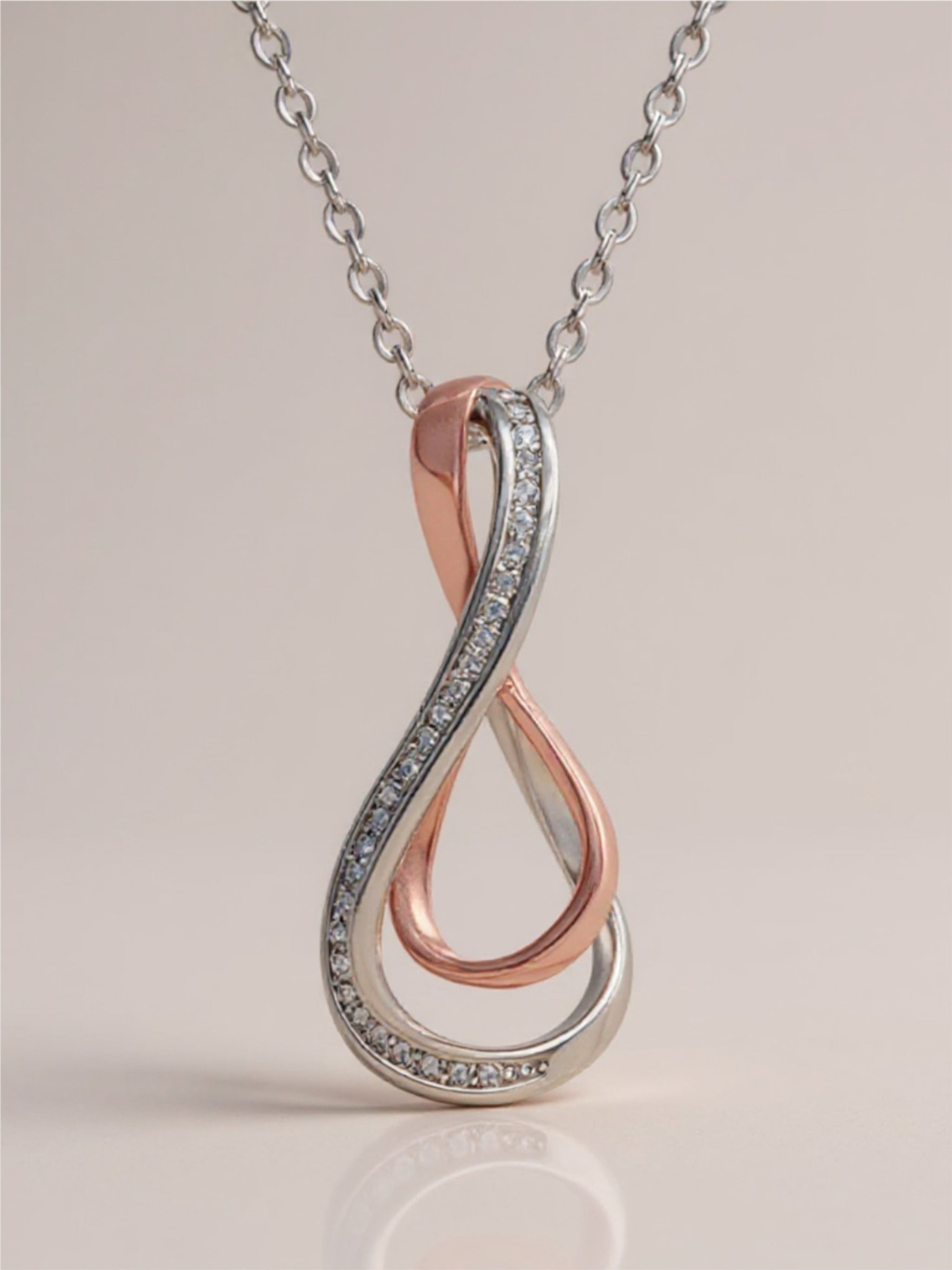 925 Sterling Silver Inlaid Moissanite Infinity Pendant Necklace