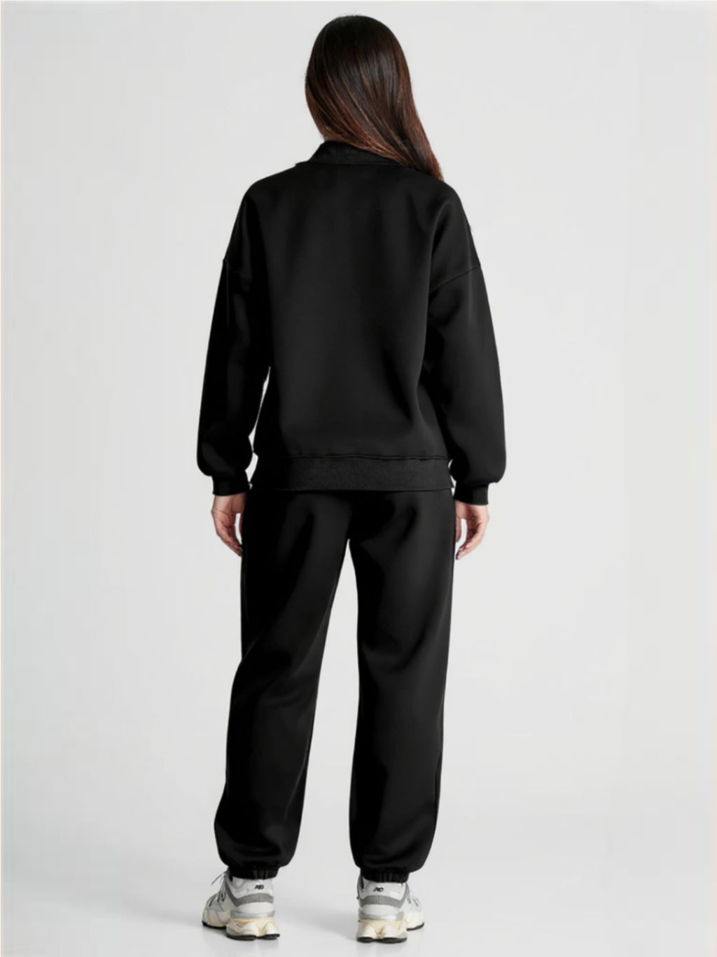 Black Quarter Zip Long Sleeve Top & Pants Set