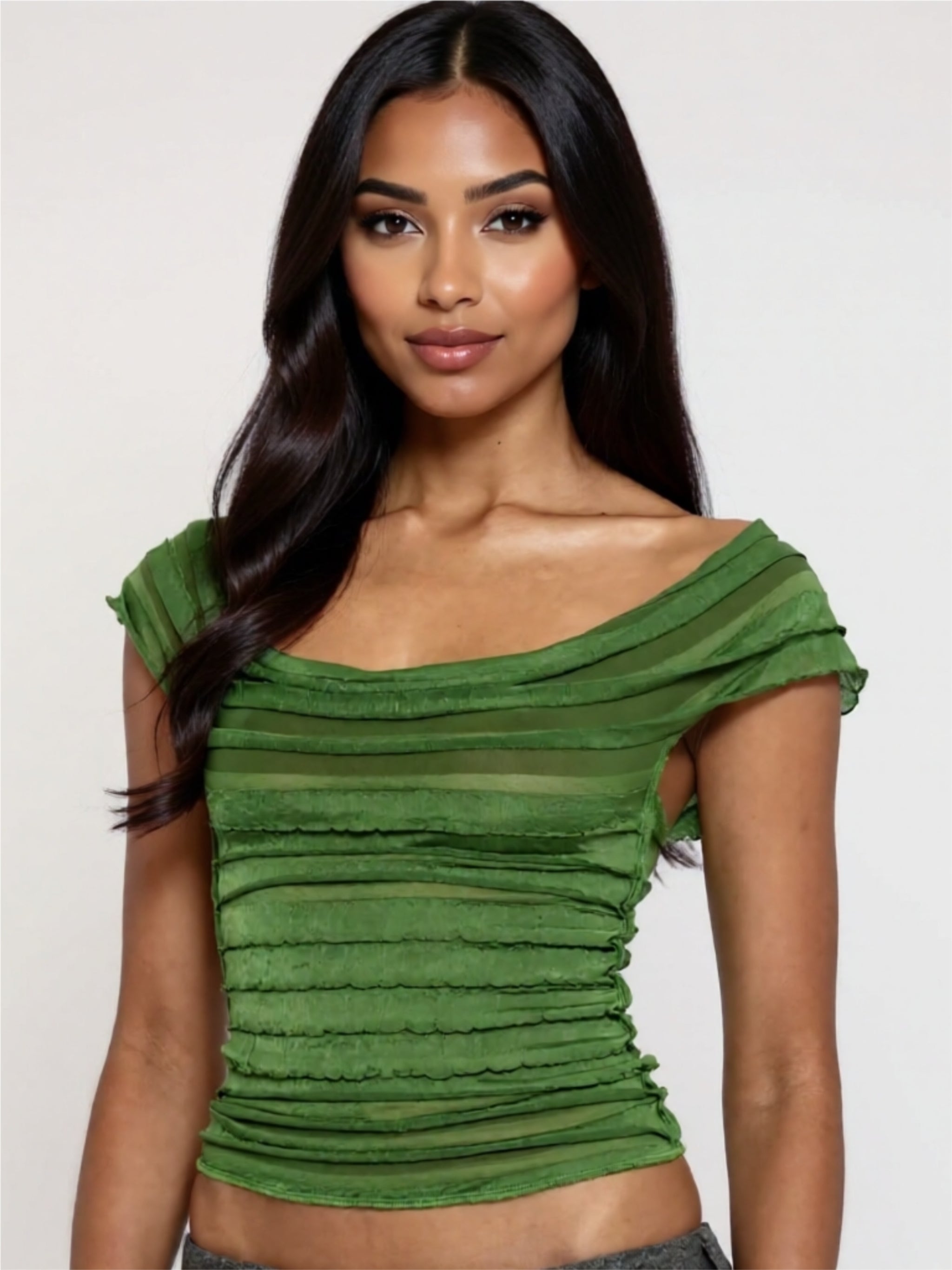 Ruched Square Neck Sleeveless Top