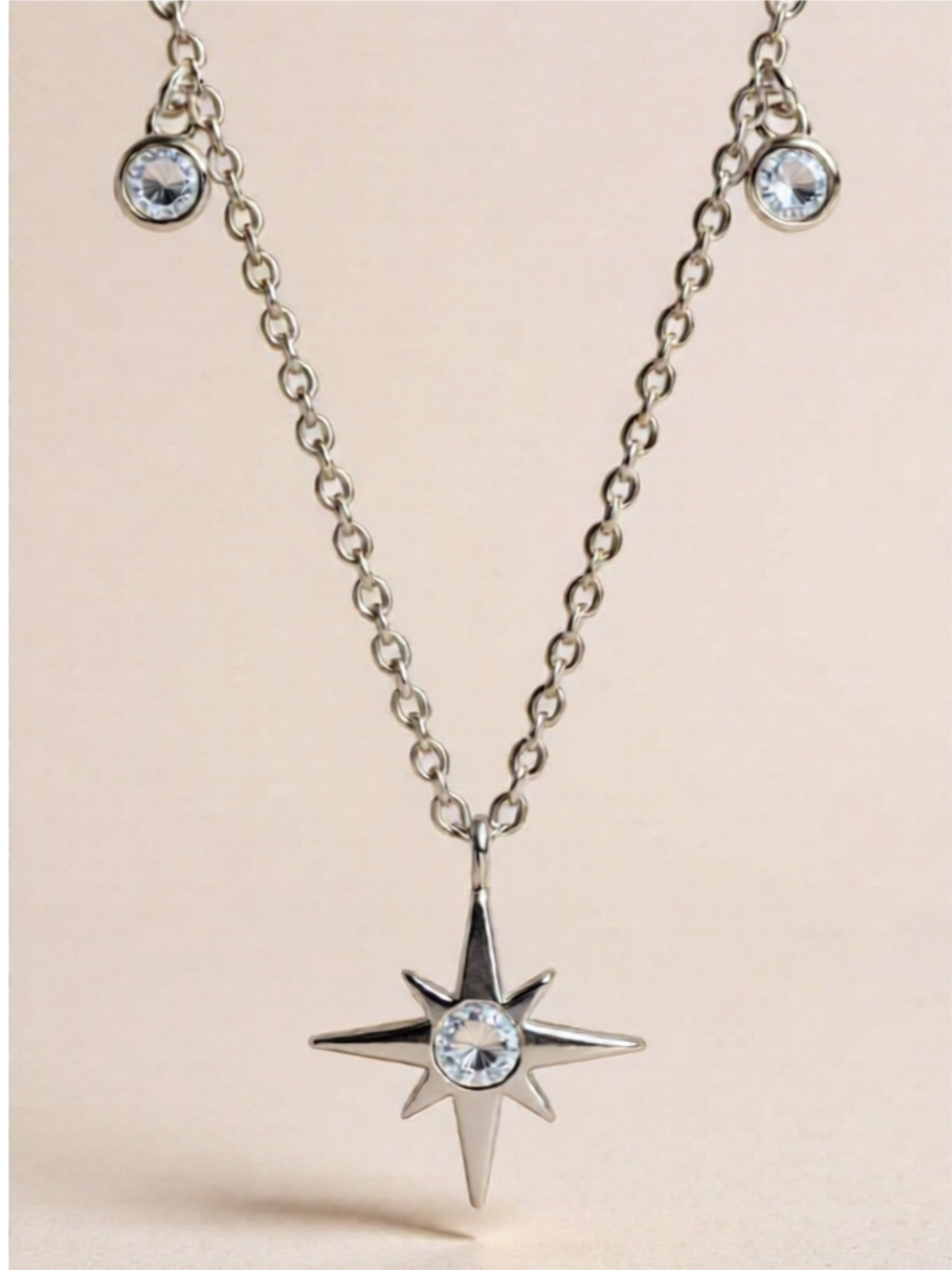 Moissanite North Star Pendant 925 Sterling Silver Necklace
