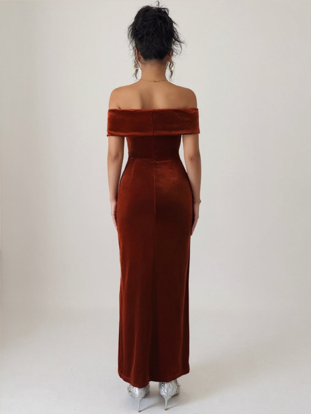 Velvet Off The Shoulder Bodycon Dress