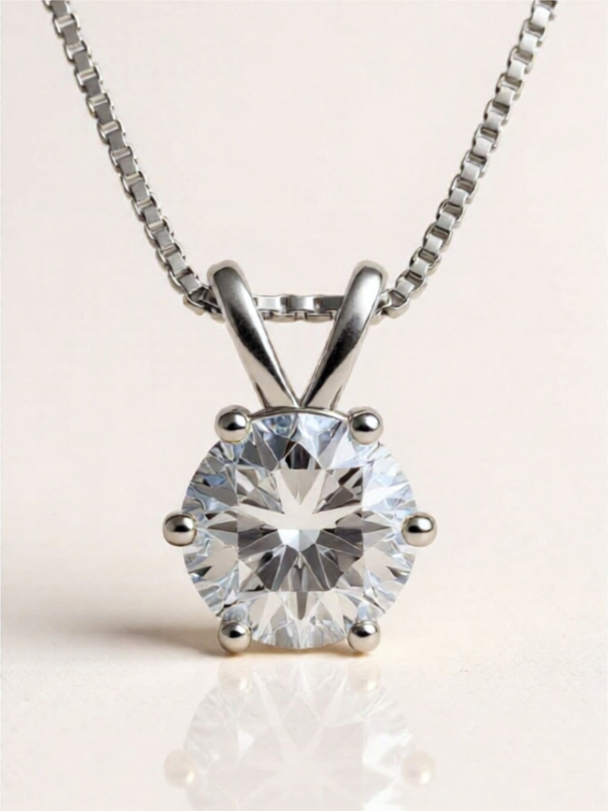 925 Sterling Silver 1 Carat Moissanite Pendant Necklace