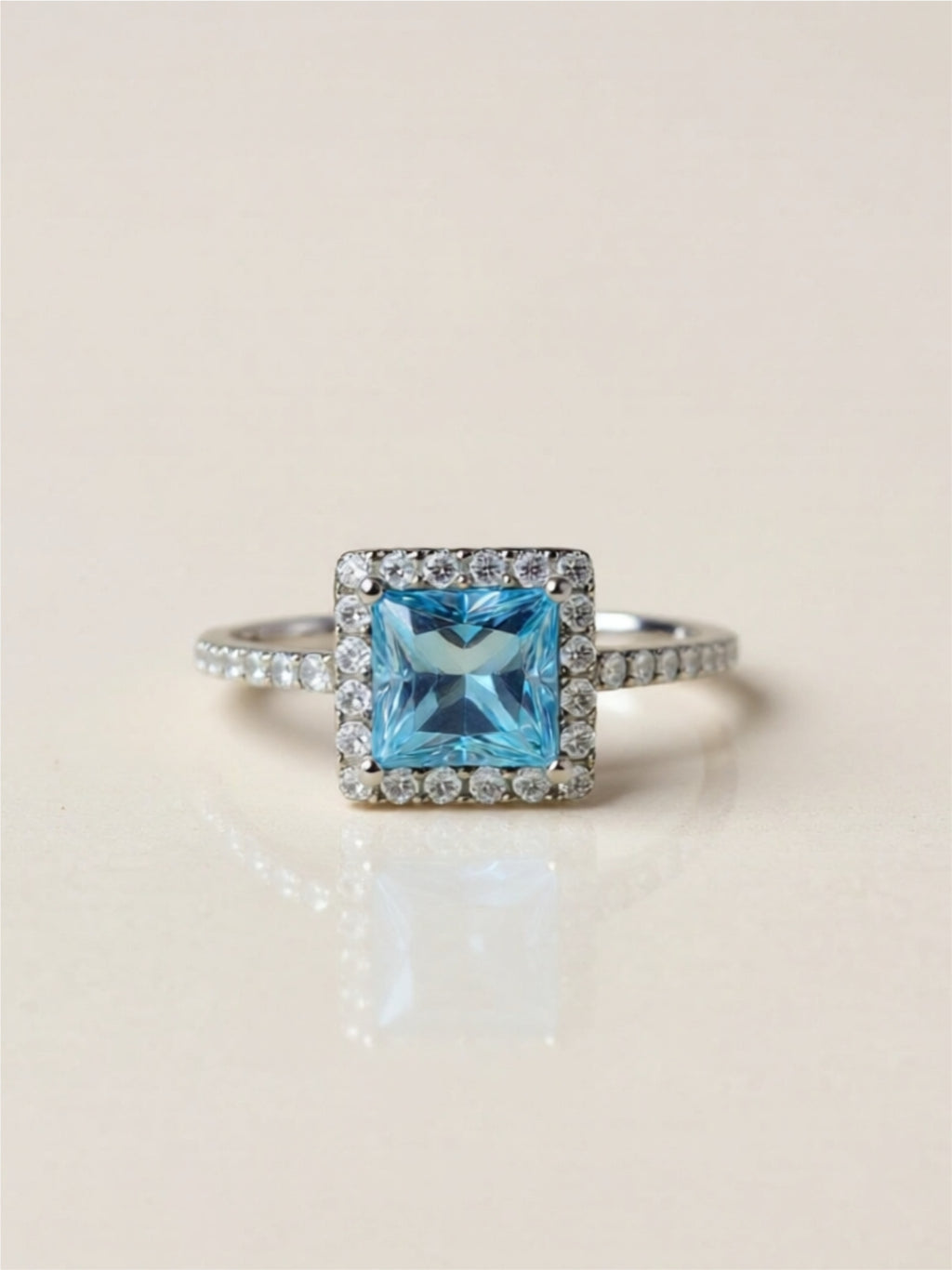 2 Carat Blue Moissanite 925 Sterling Silver Ring
