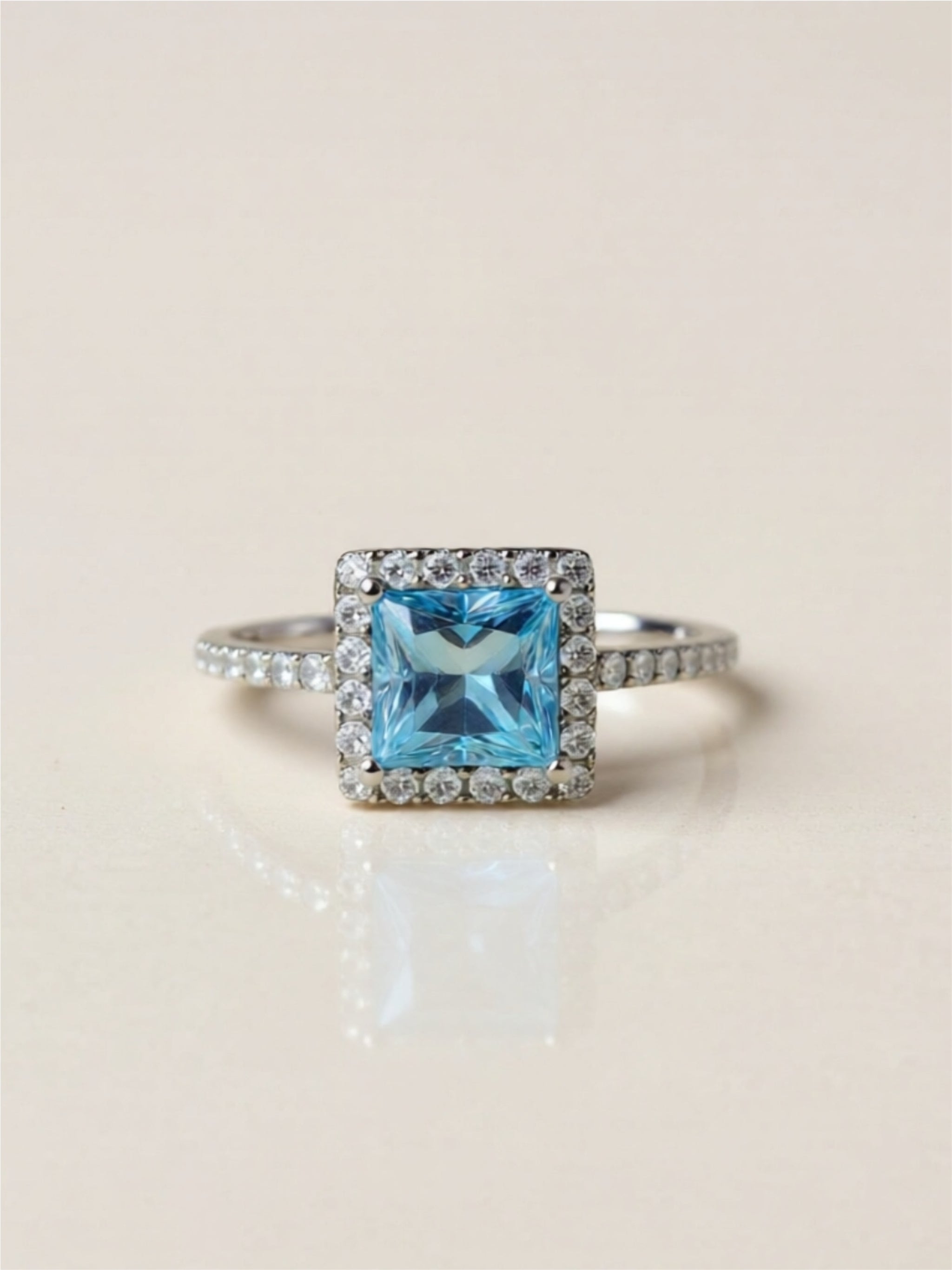 2 Carat Blue Moissanite 925 Sterling Silver Ring