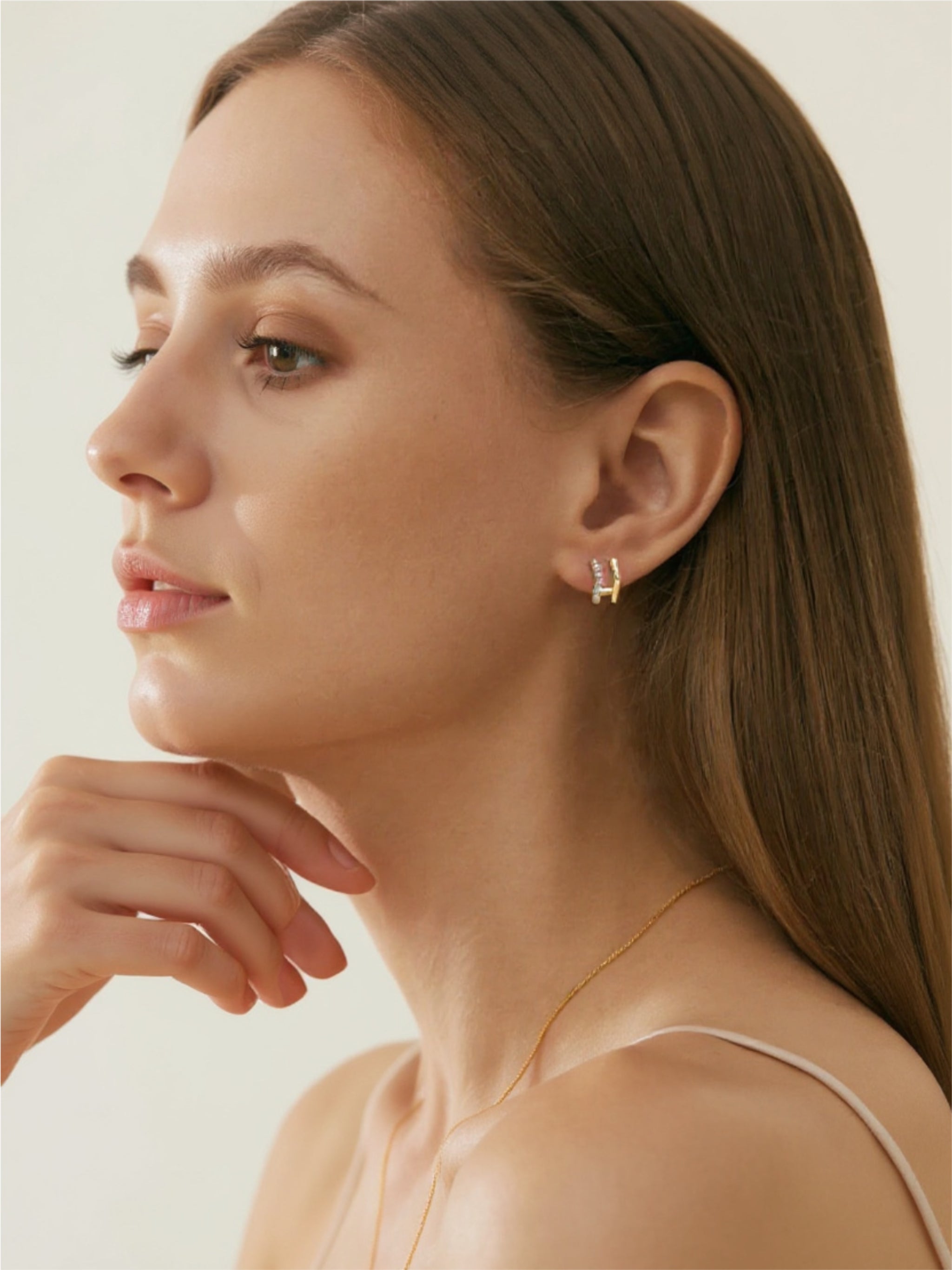 Moissanite 925 Sterling Silver Double Hoop Earrings