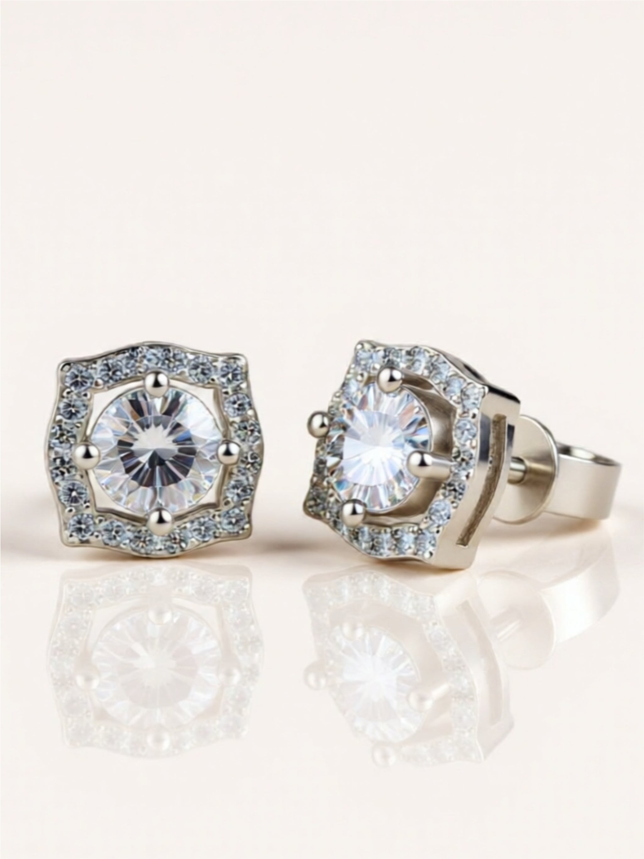 1 Carat Moissanite 925 Sterling Silver Stud Earrings
