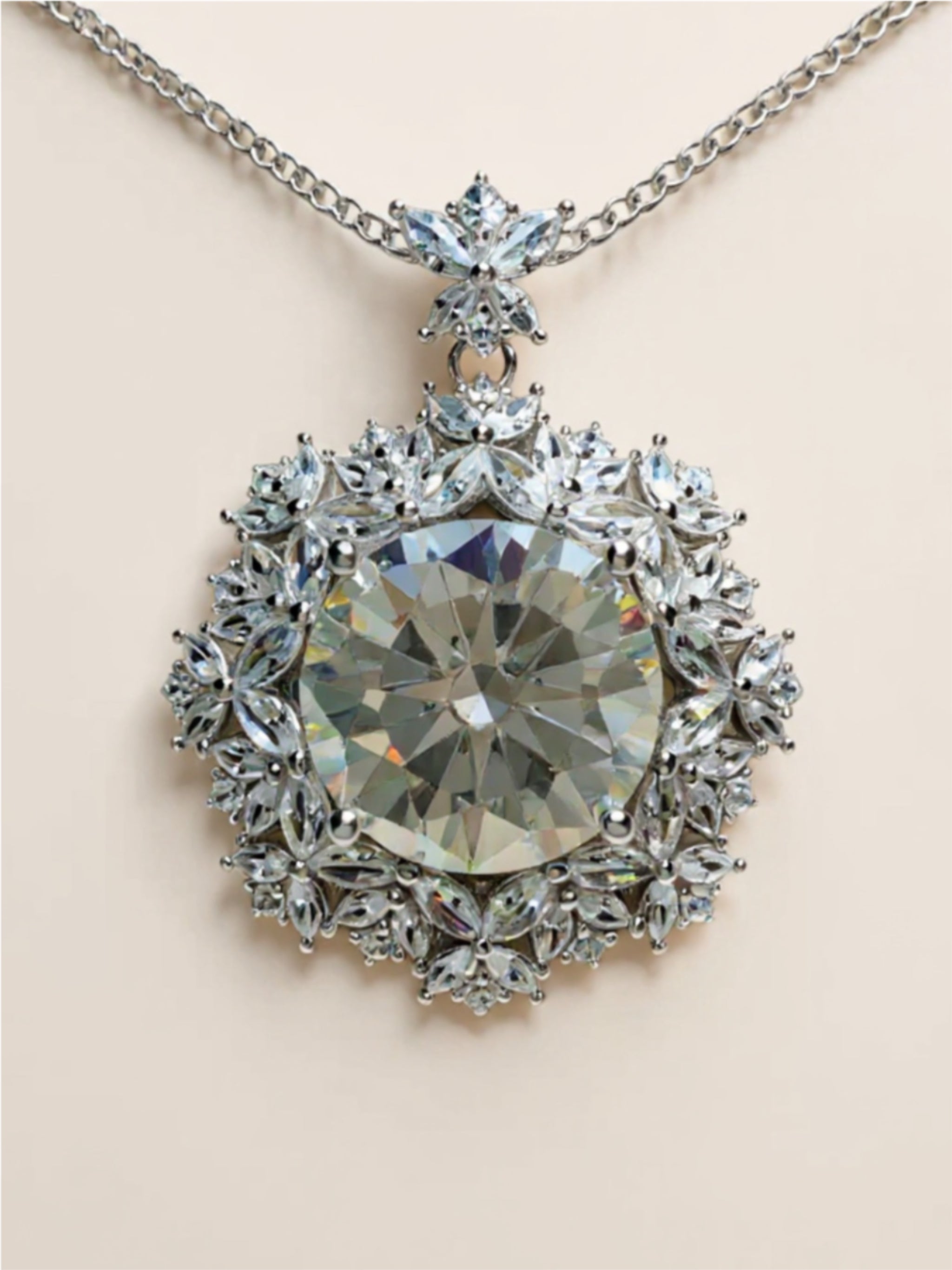 10 Carat Moissanite 925 Sterling Silver Necklace