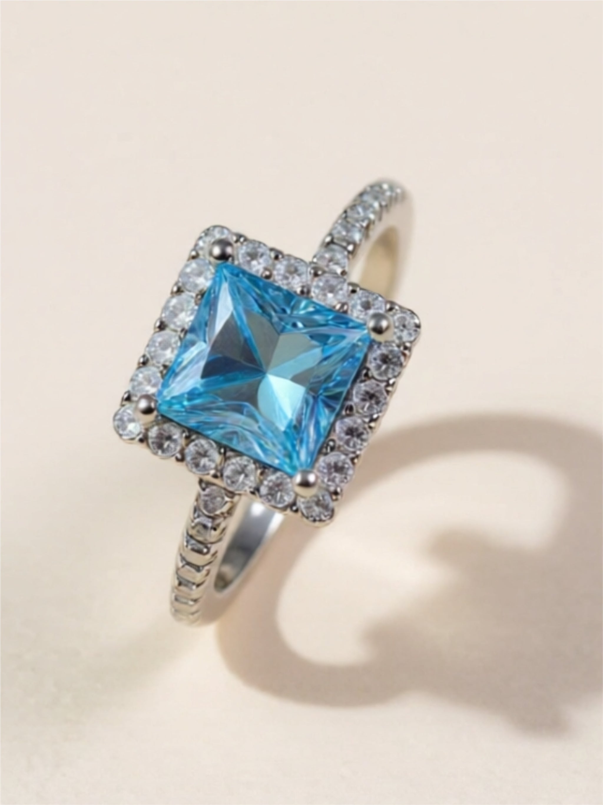 2 Carat Blue Moissanite 925 Sterling Silver Ring