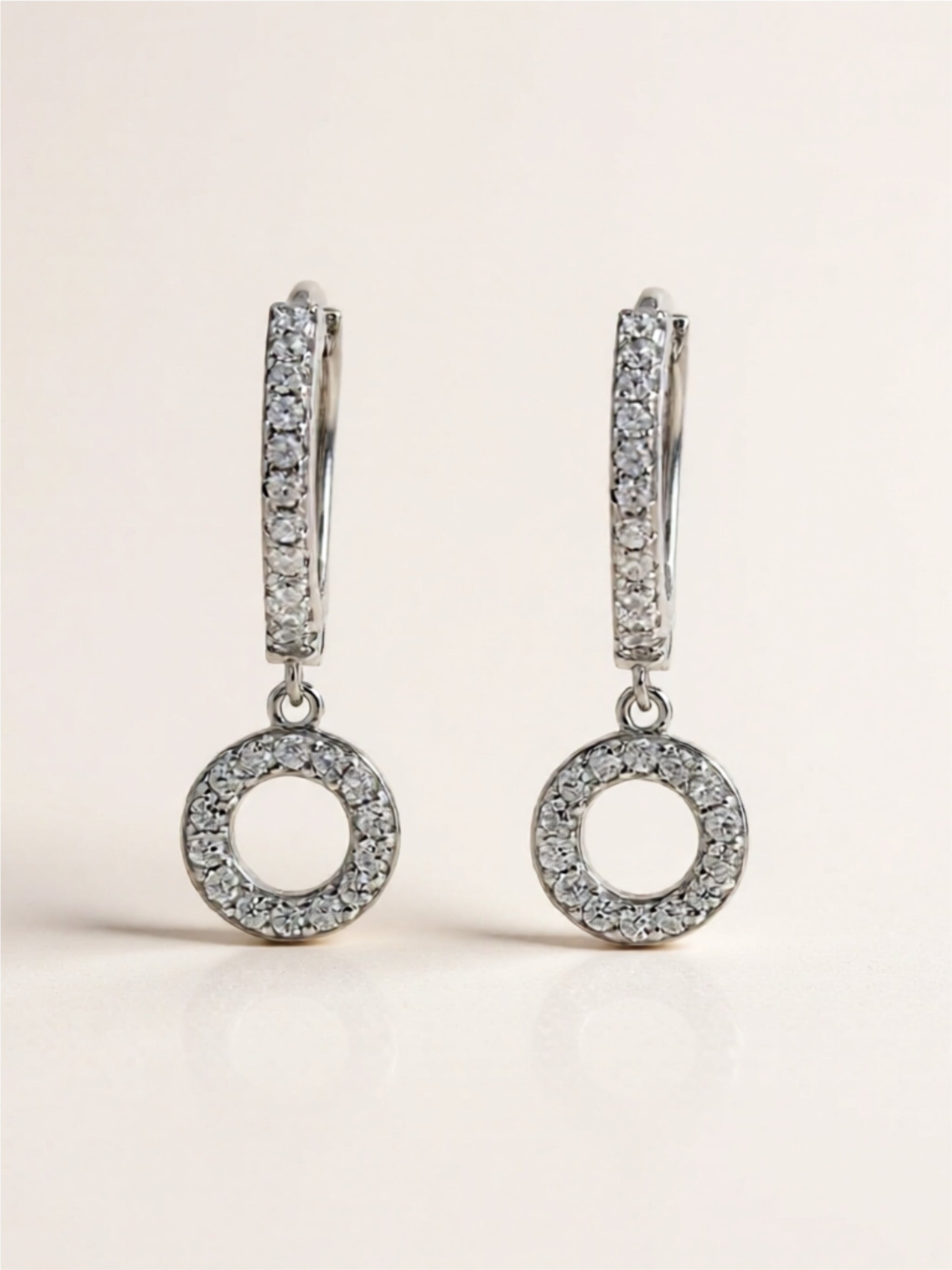Sterling Silver Drop Earrings with CZ Accents