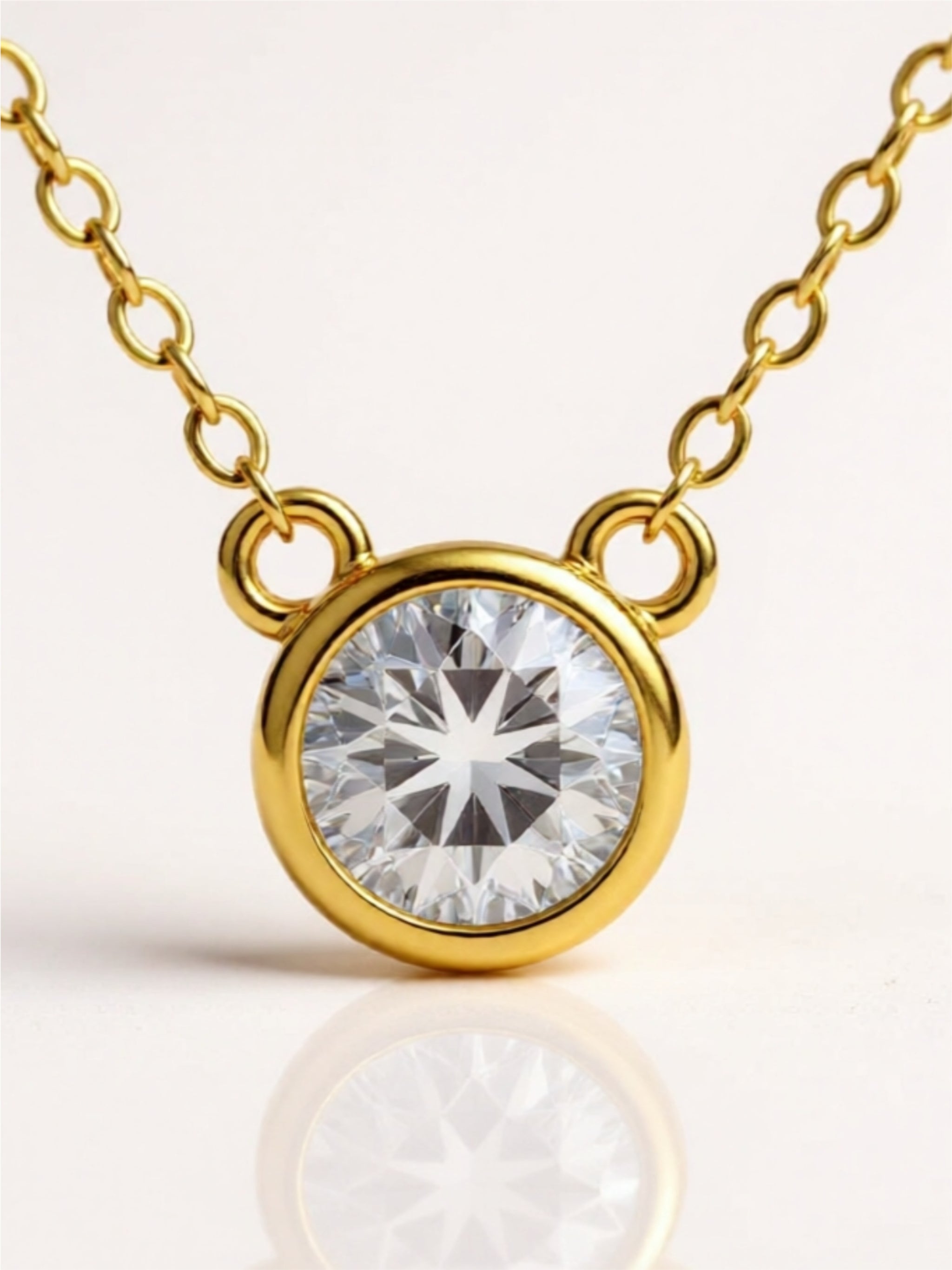 925 Sterling Silver 1 Carat Moissanite Round Pendant Necklace
