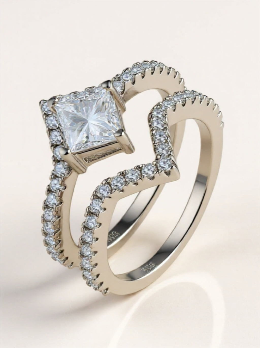 1 Carat Moissanite 925 Sterling Silver Double Layered Ring