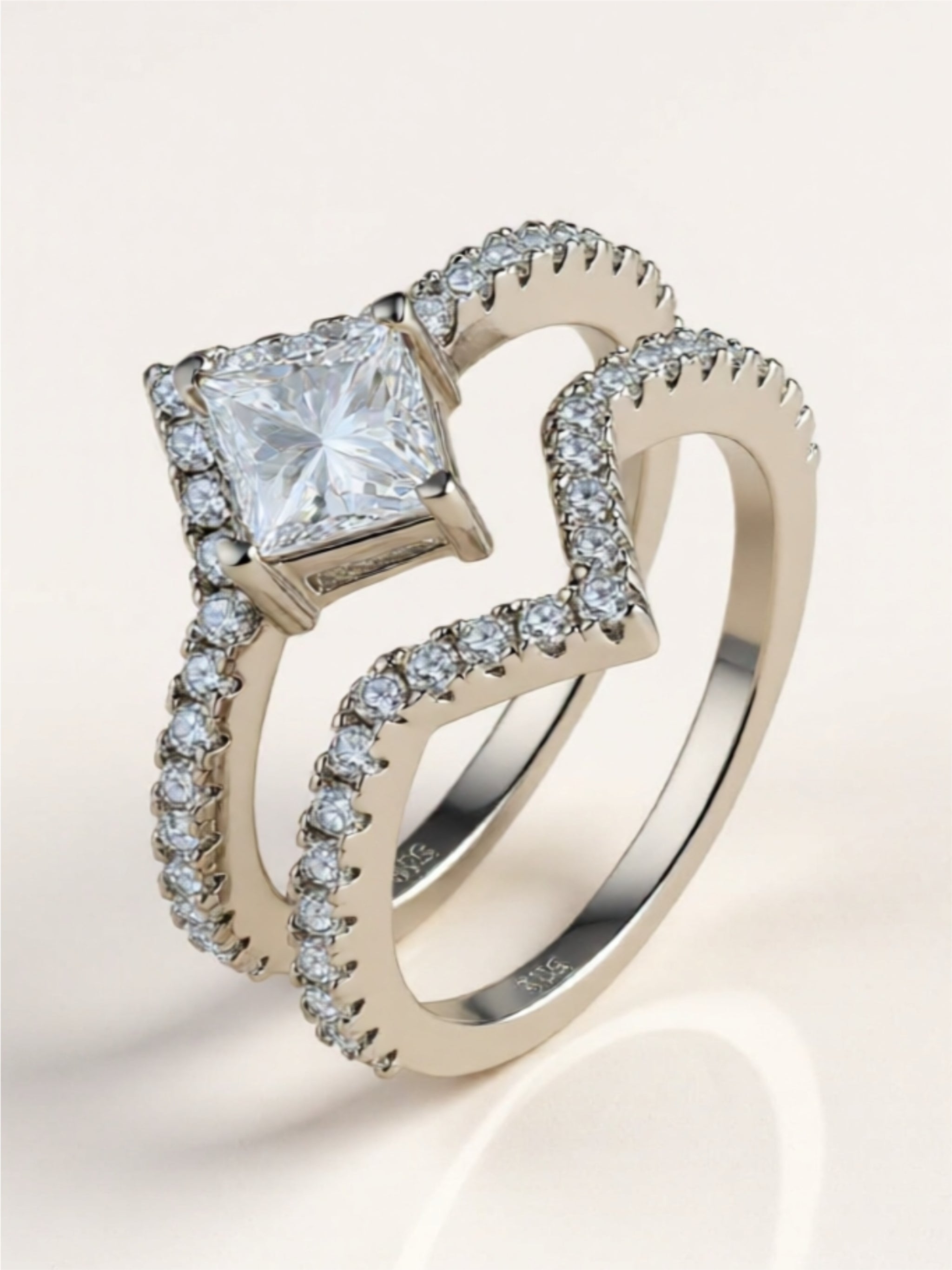 1 Carat Moissanite 925 Sterling Silver Double Layered Ring