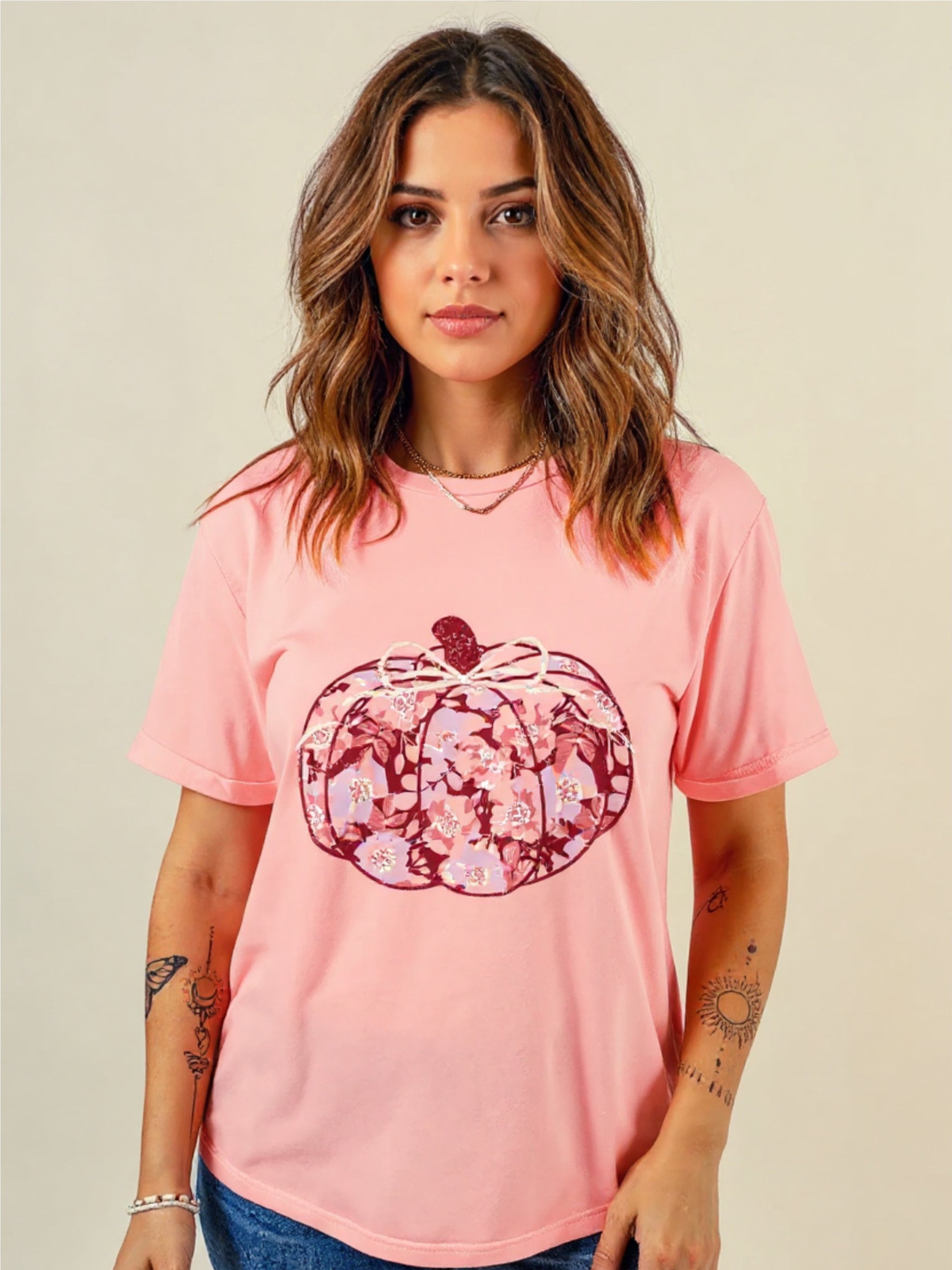 Pumpkin Graphic Round Neck T-Shirt