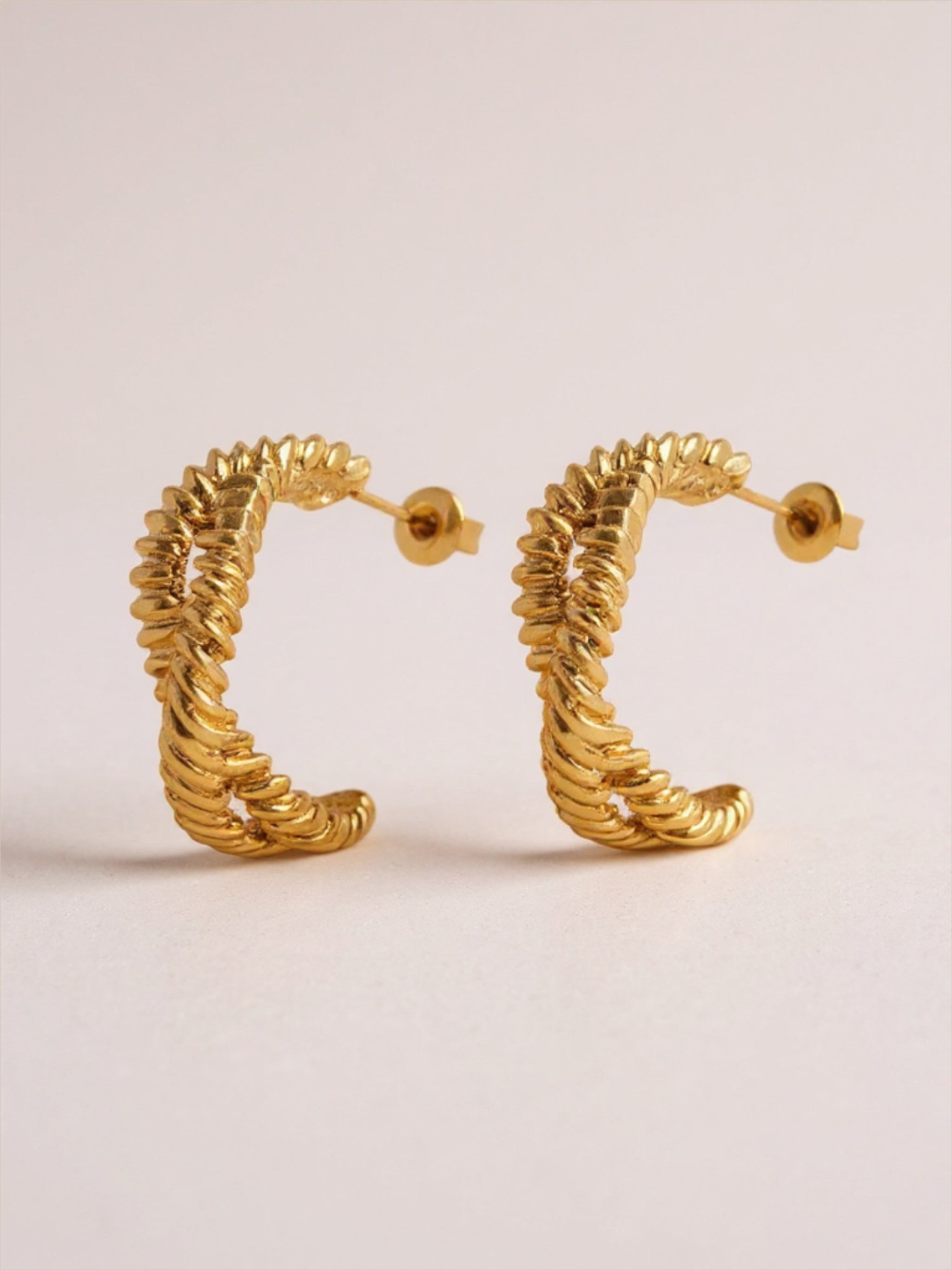 Gold Titanium Steel Geometric Stud Earrings