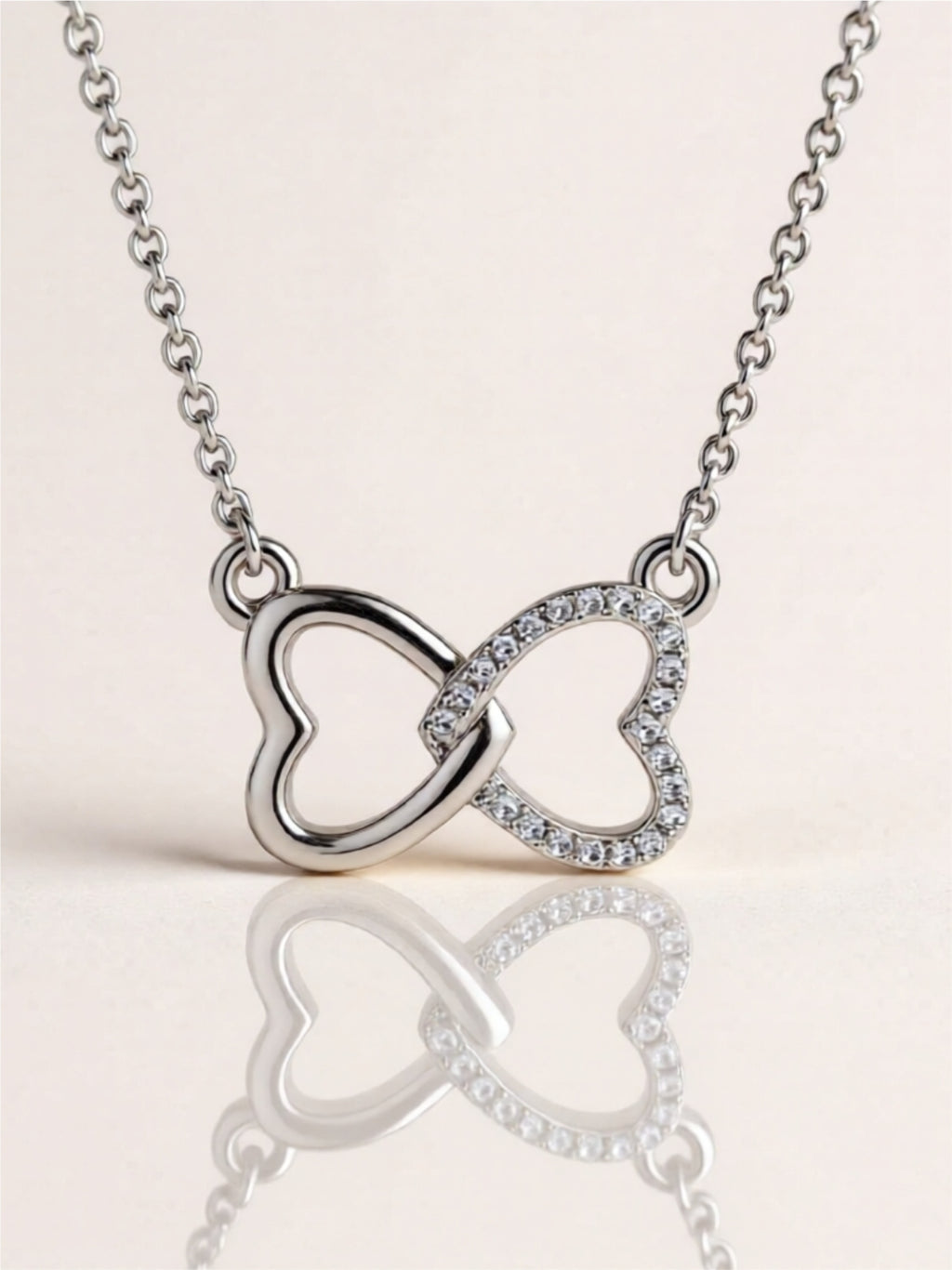 Moissanite 925 Sterling Silver Heart Bow Necklace