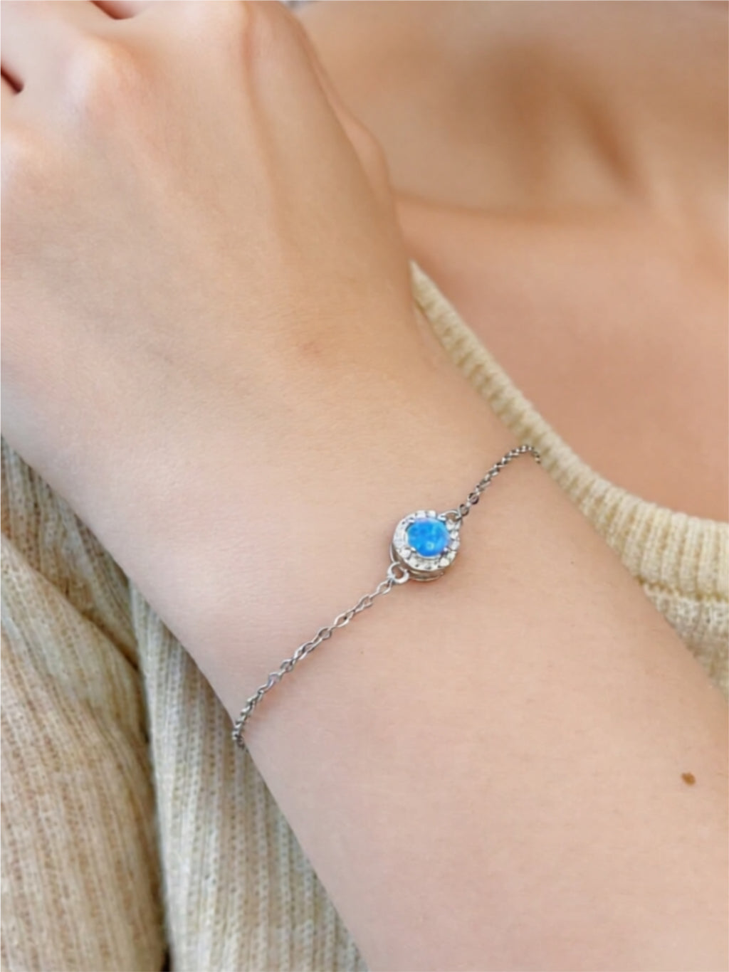 925 Sterling Silver Opal Bracelet