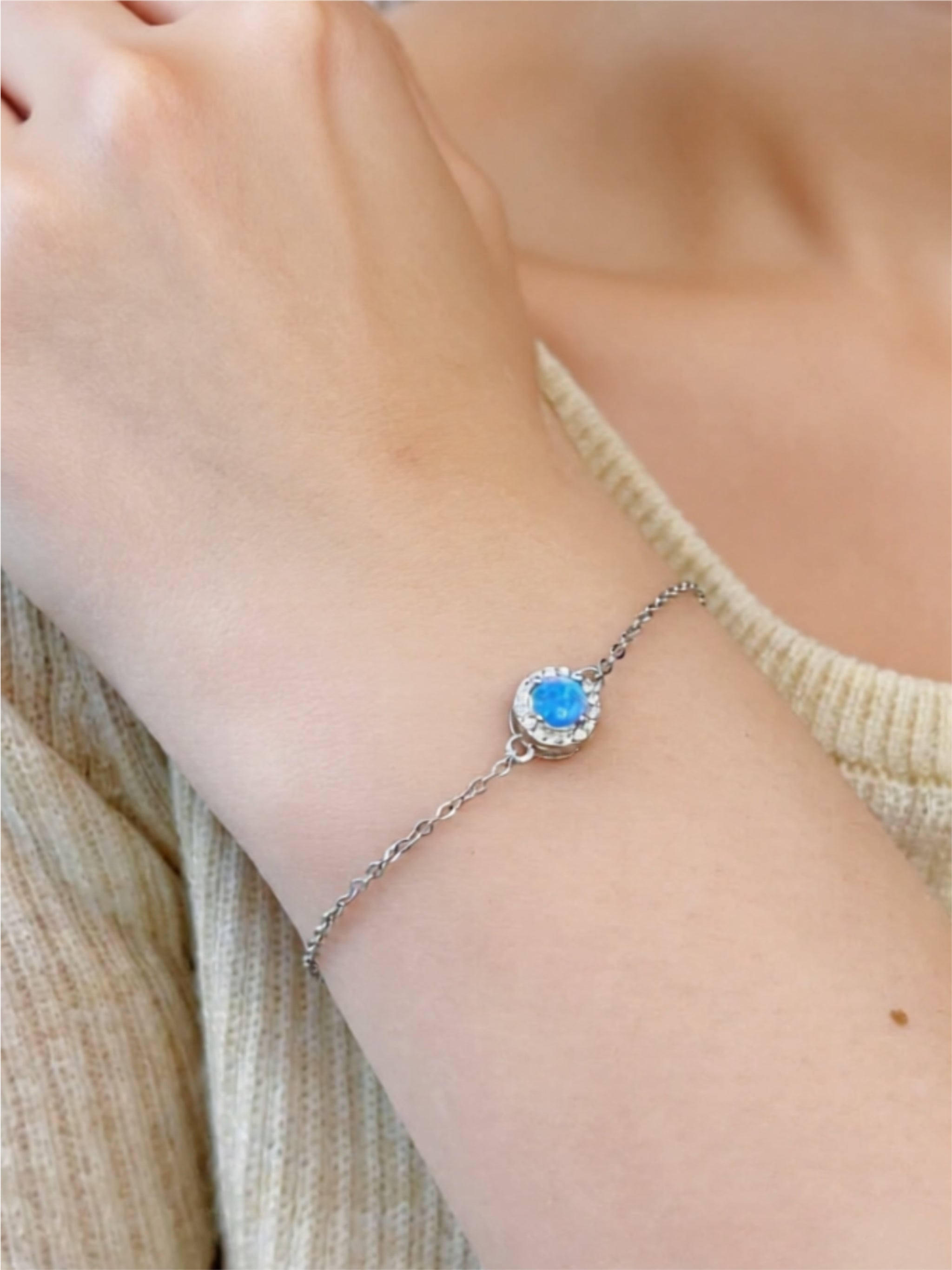 925 Sterling Silver Opal Bracelet