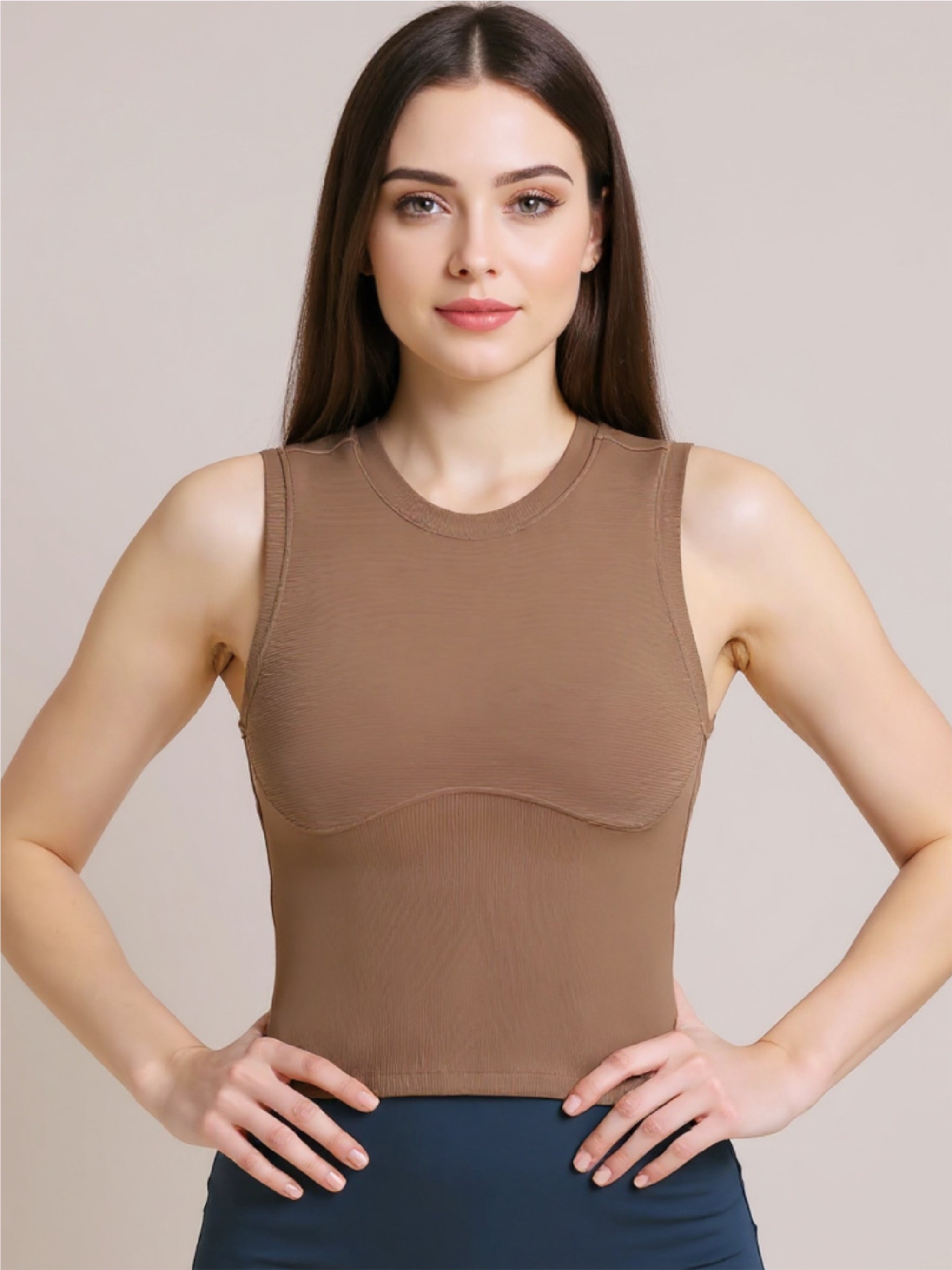 Round Neck Sleeveless Active Top