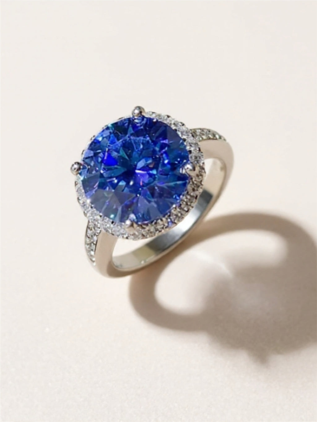 5 Carat Blue Moissanite 925 Sterling Silver Ring