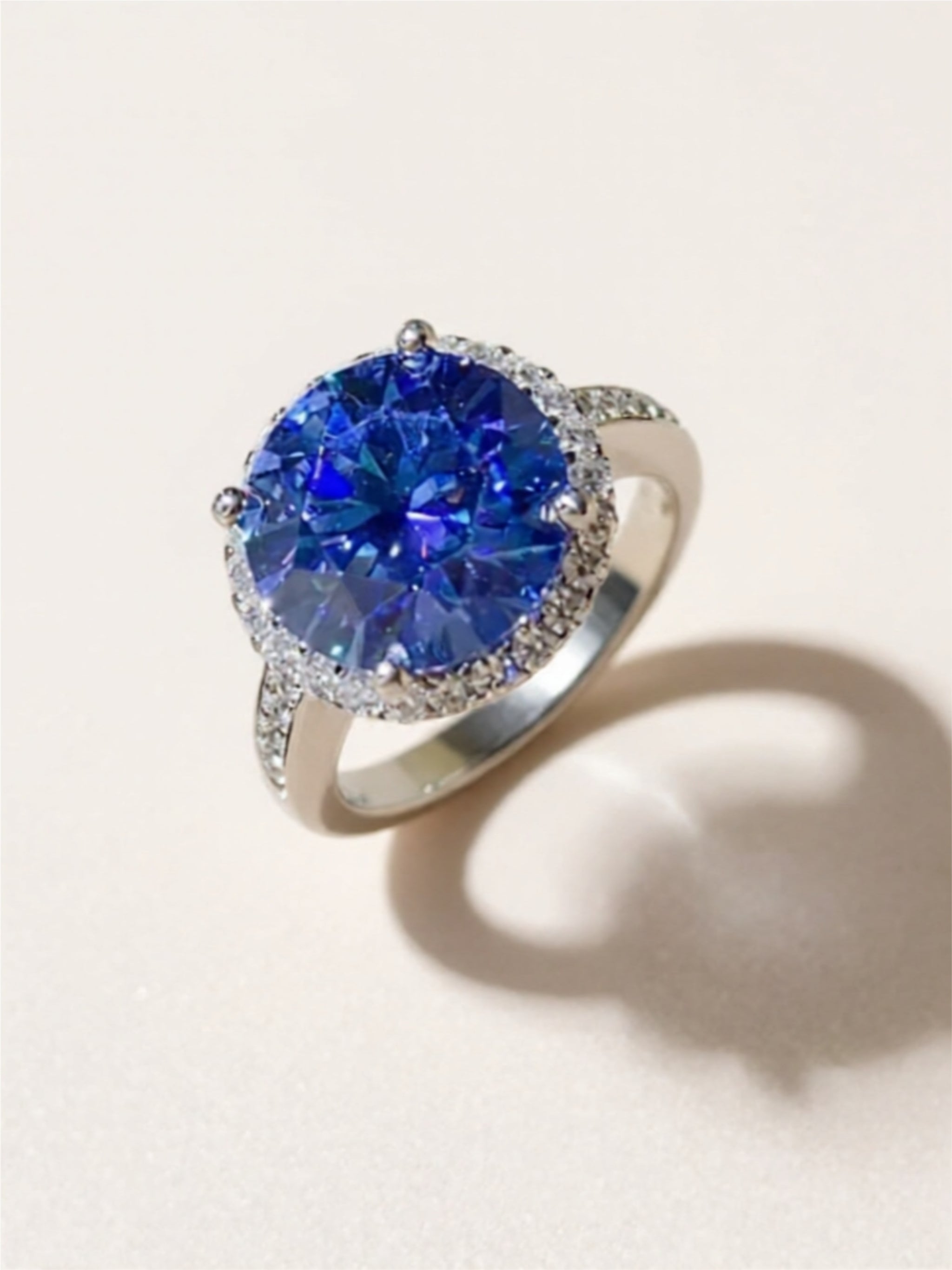 5 Carat Blue Moissanite 925 Sterling Silver Ring