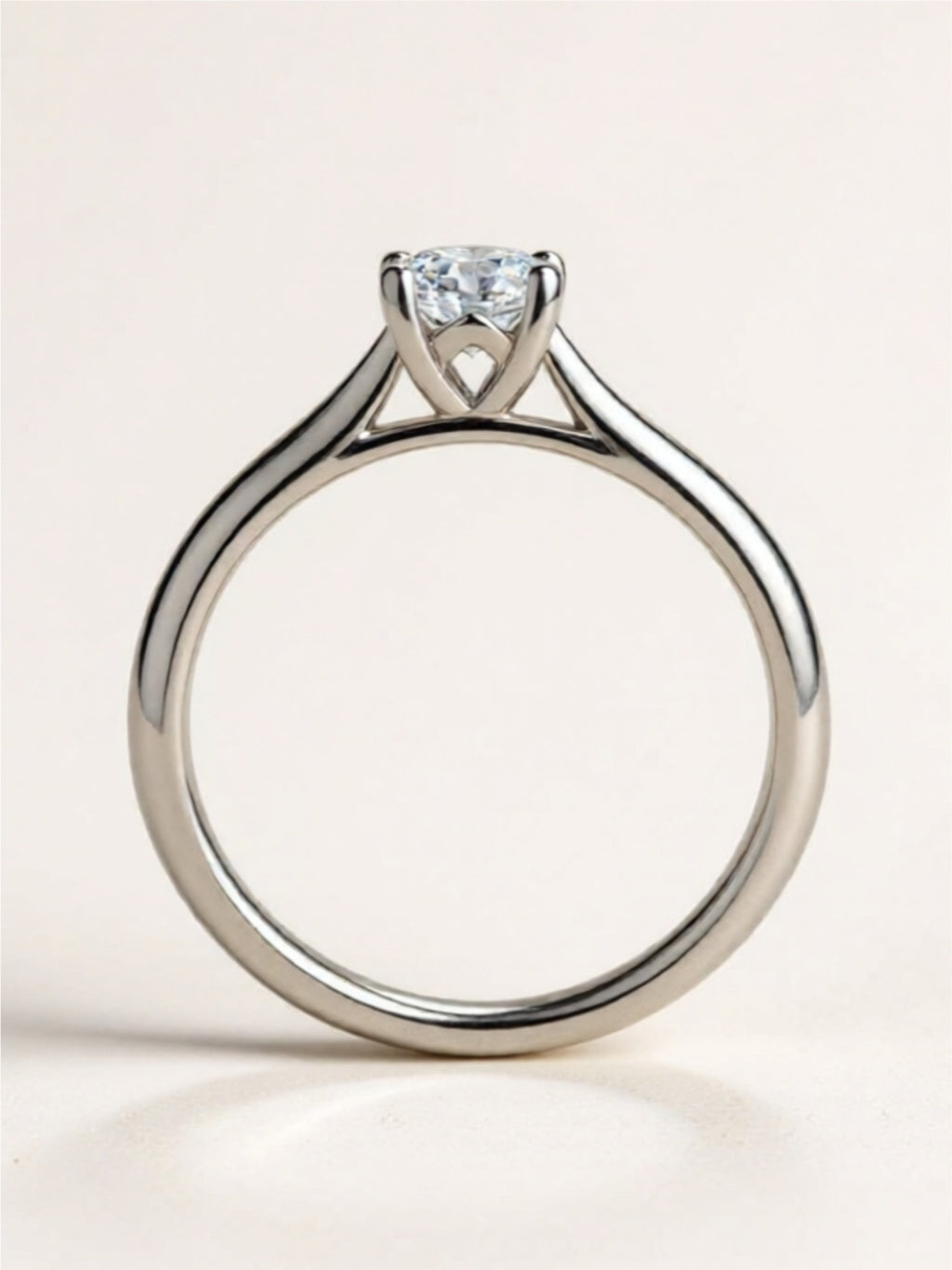 Minimalist Moissanite Solitaire Ring – Platinum-Plated 925 Sterling Silver