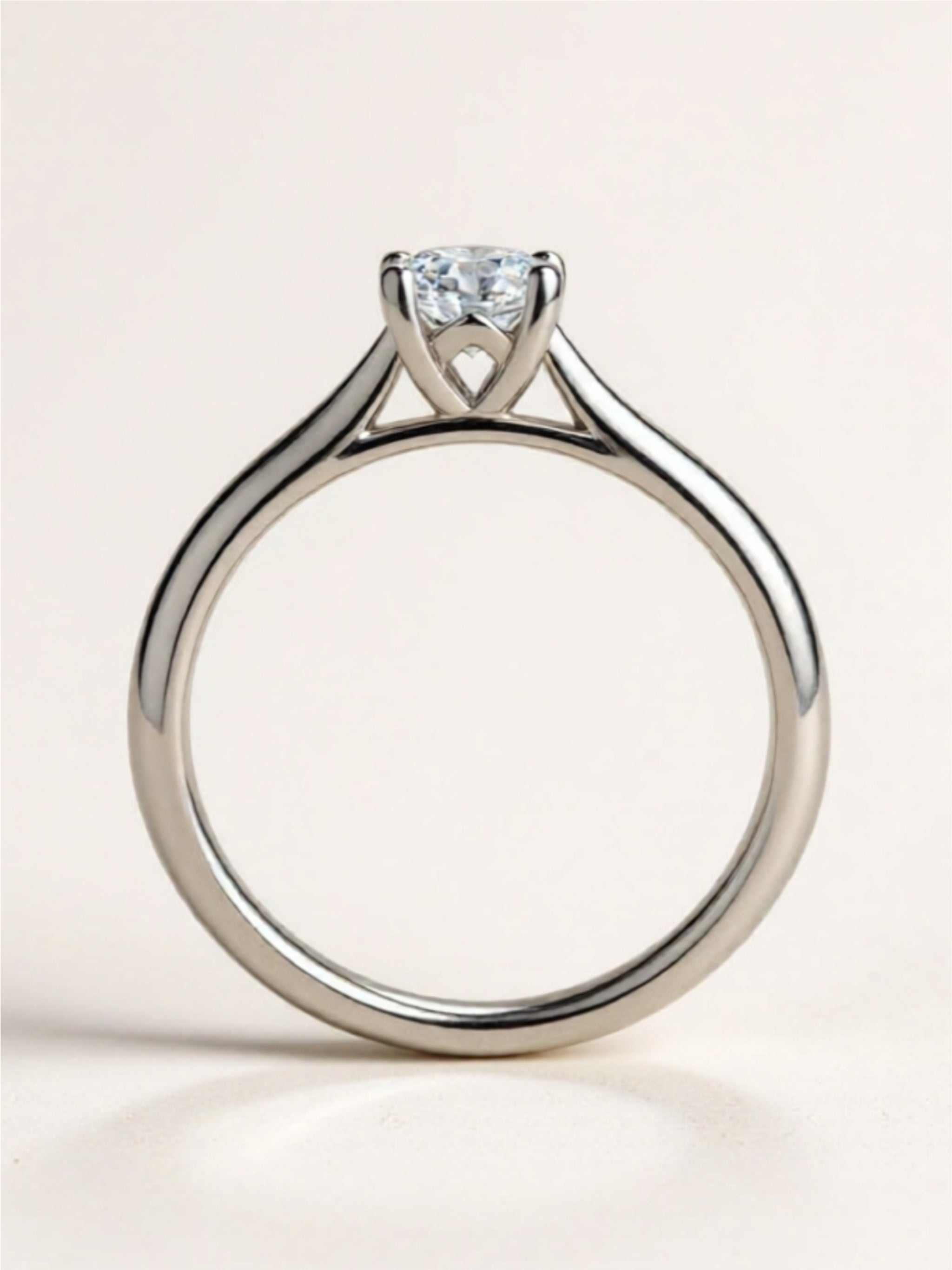 Minimalist Moissanite Solitaire Ring – Platinum-Plated 925 Sterling Silver