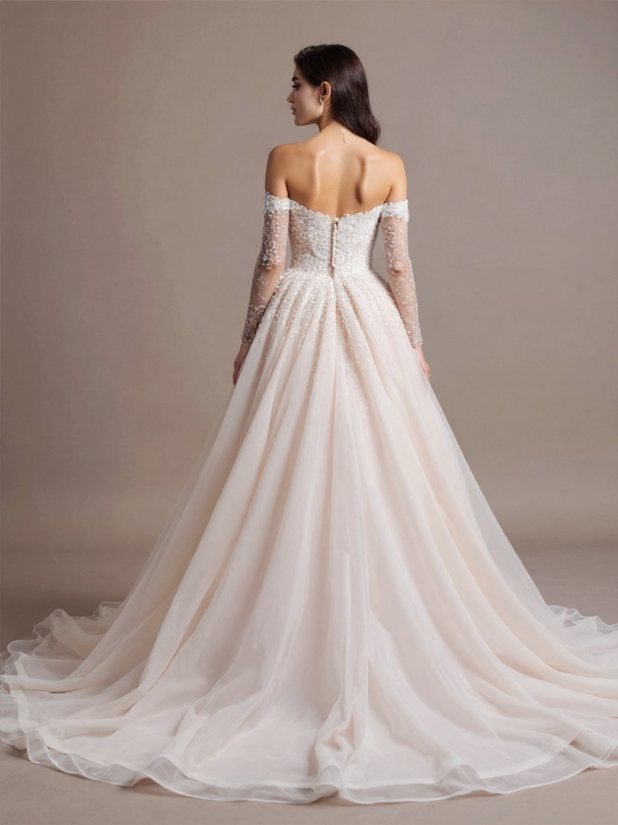 Long Sleeve Off-The-Shoulder A-Line Wedding Dress