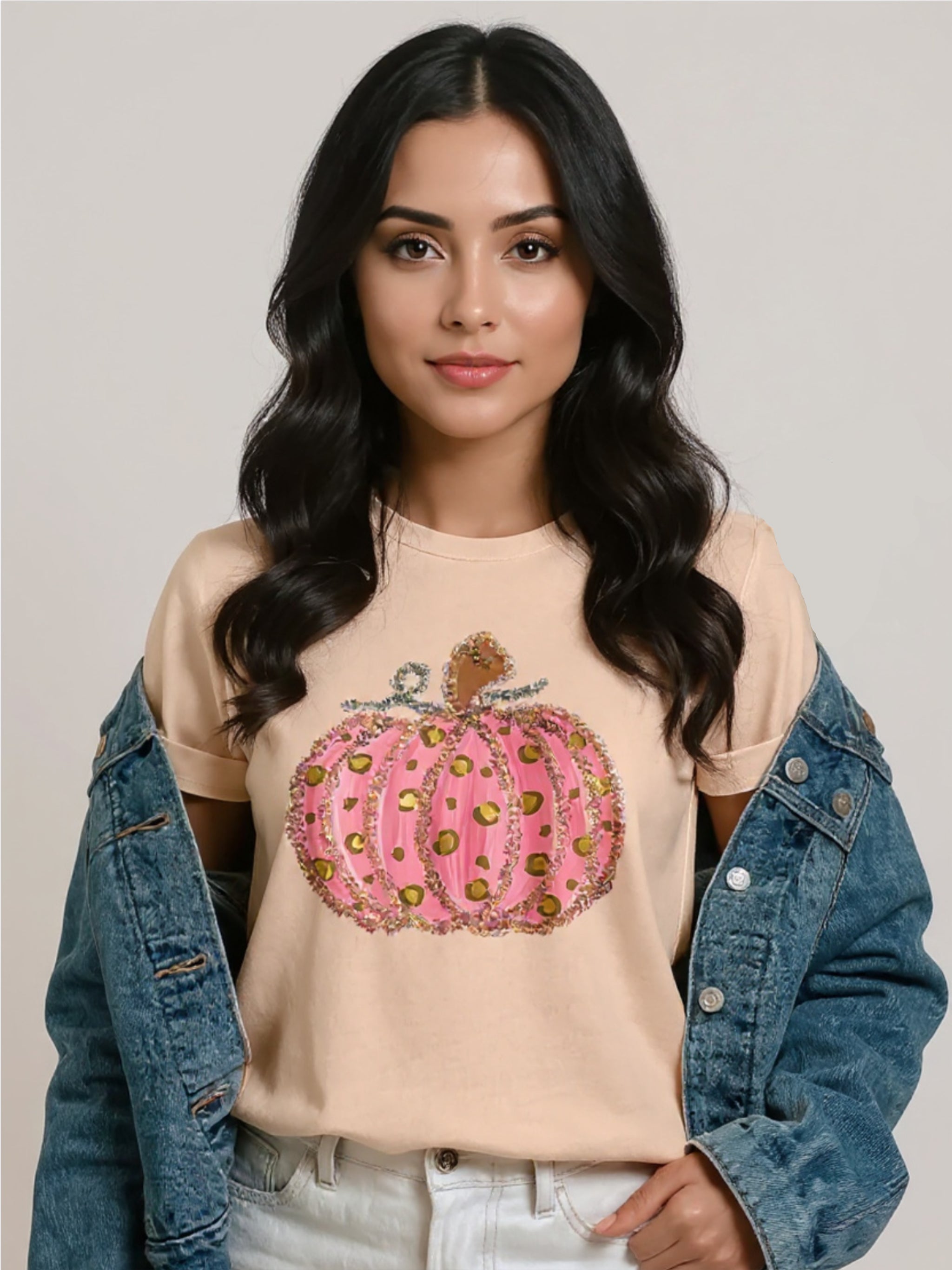 Pumpkin Round Neck Short Sleeve T-Shirt