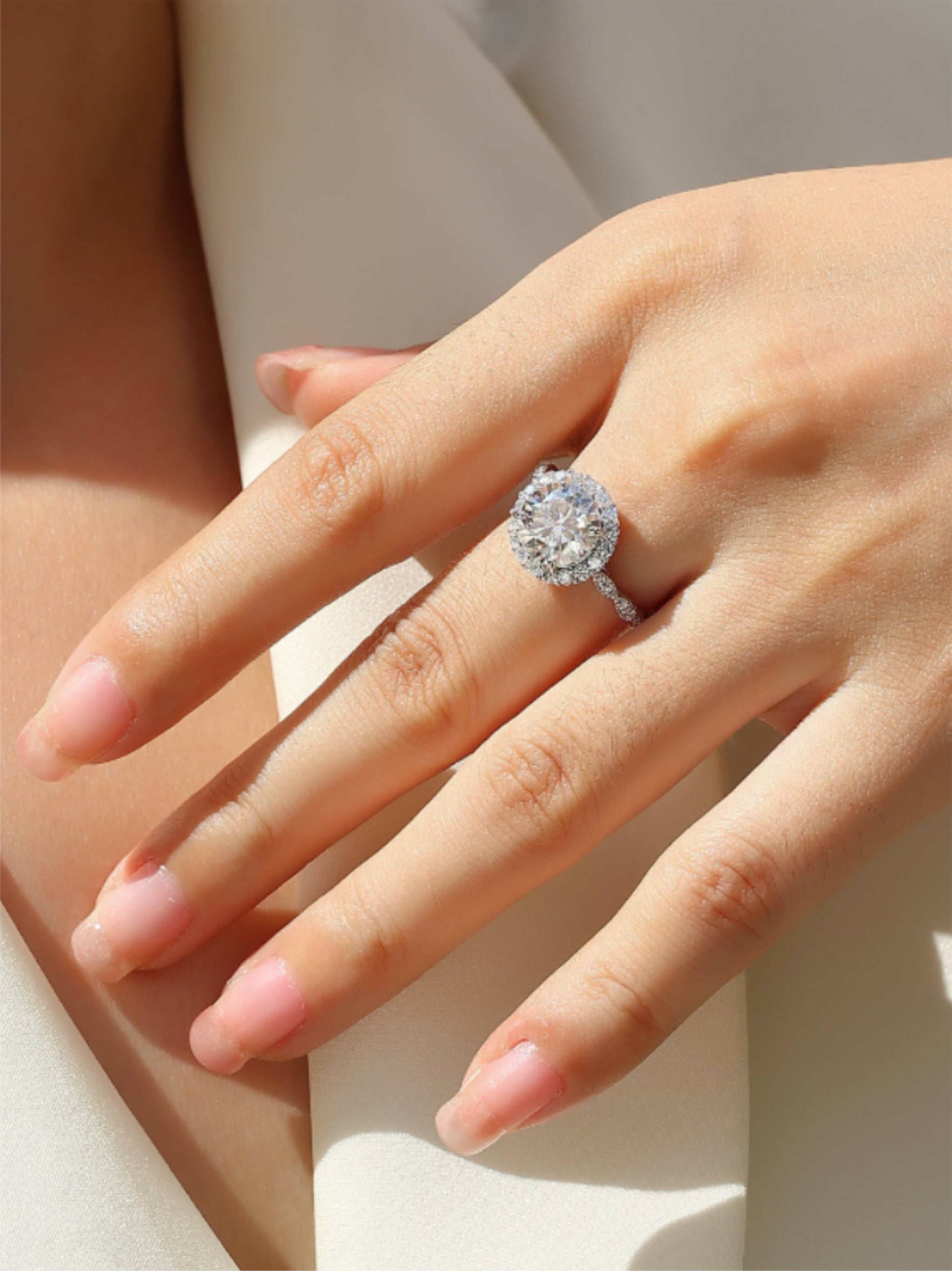 3 Carat Moissanite Halo Engagement Ring