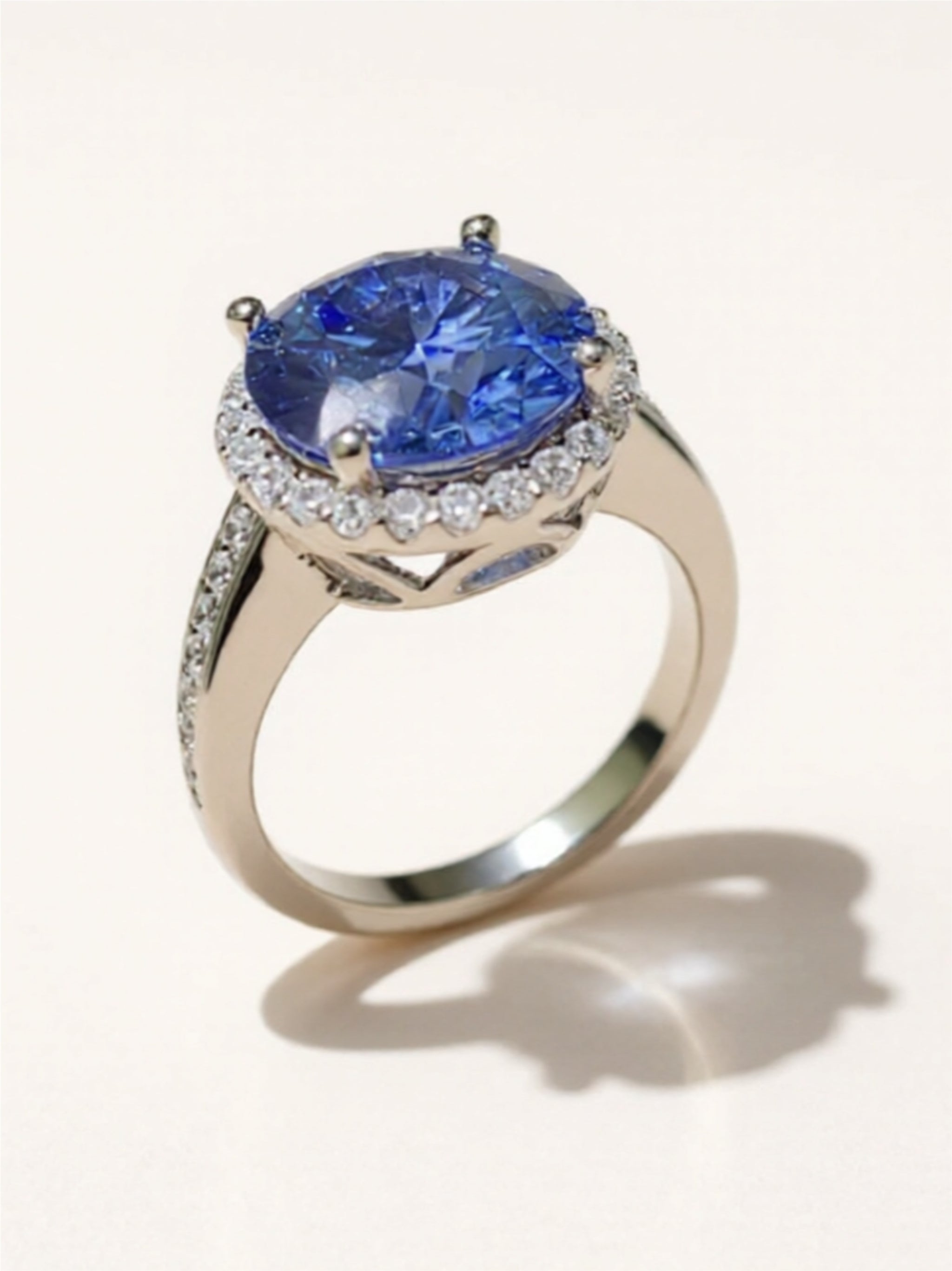 5 Carat Blue Moissanite 925 Sterling Silver Ring