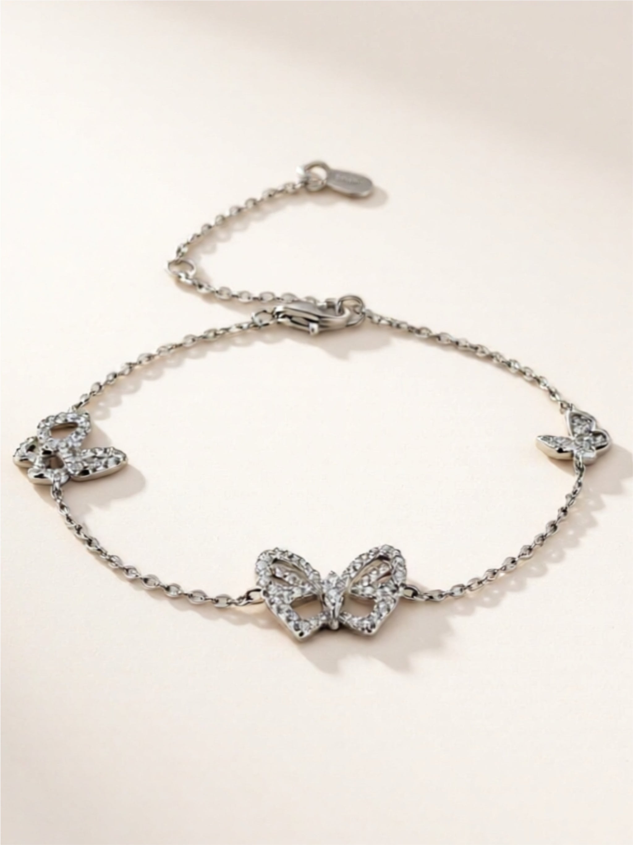 925 Sterling Silver Moissanite Butterfly Bracelet