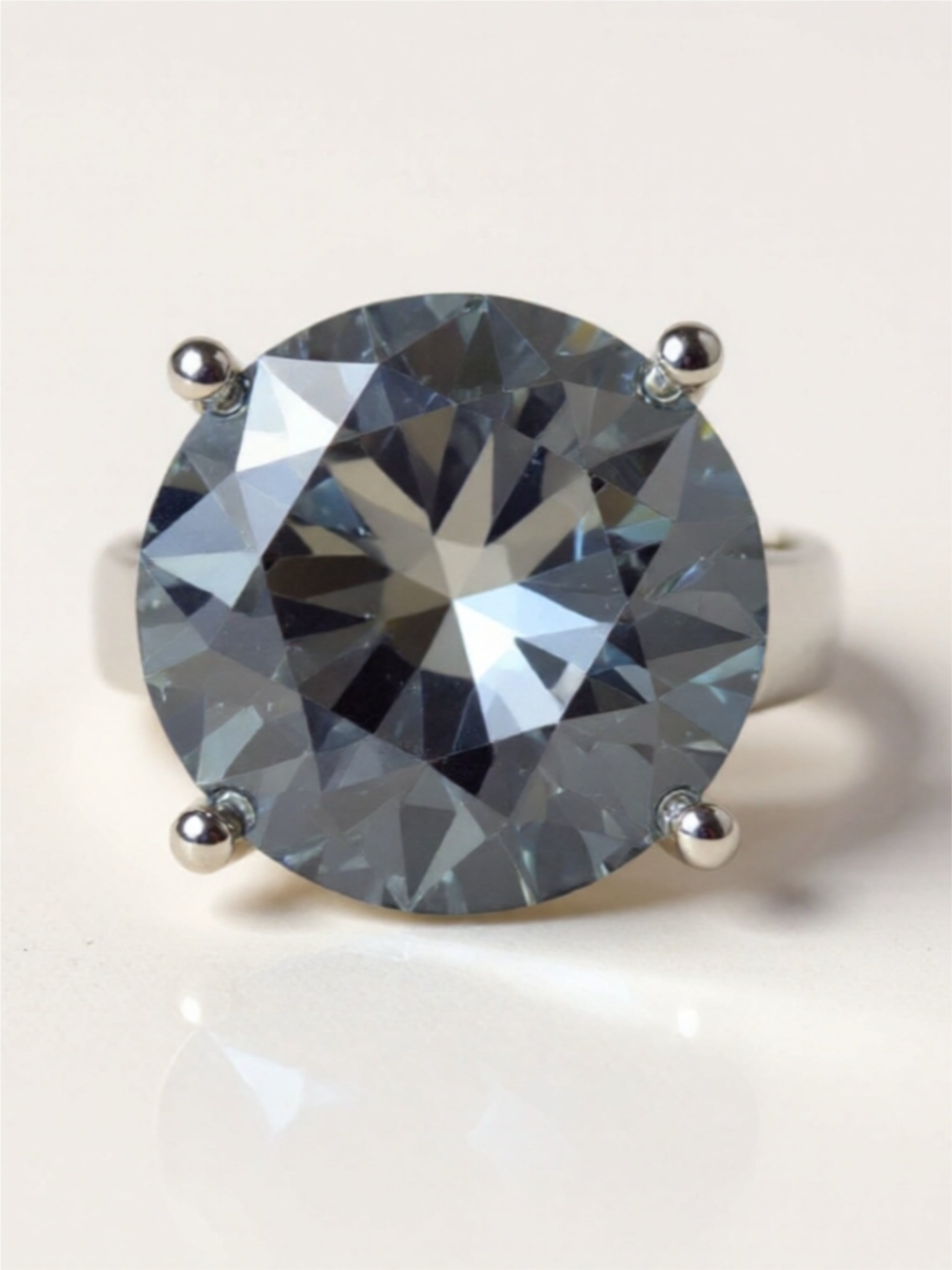 20 Carat Blue Moissanite 925 Sterling Silver Ring