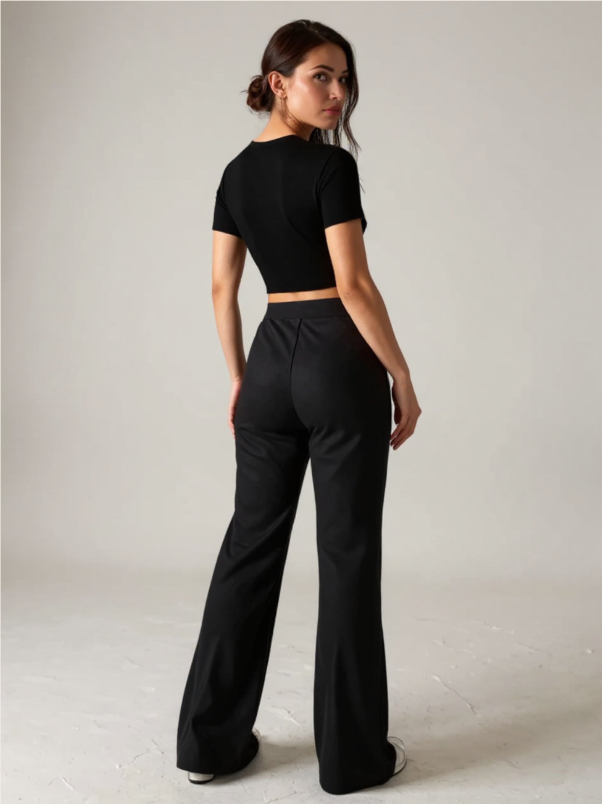 Black Crop Top & Wide Leg Pants
