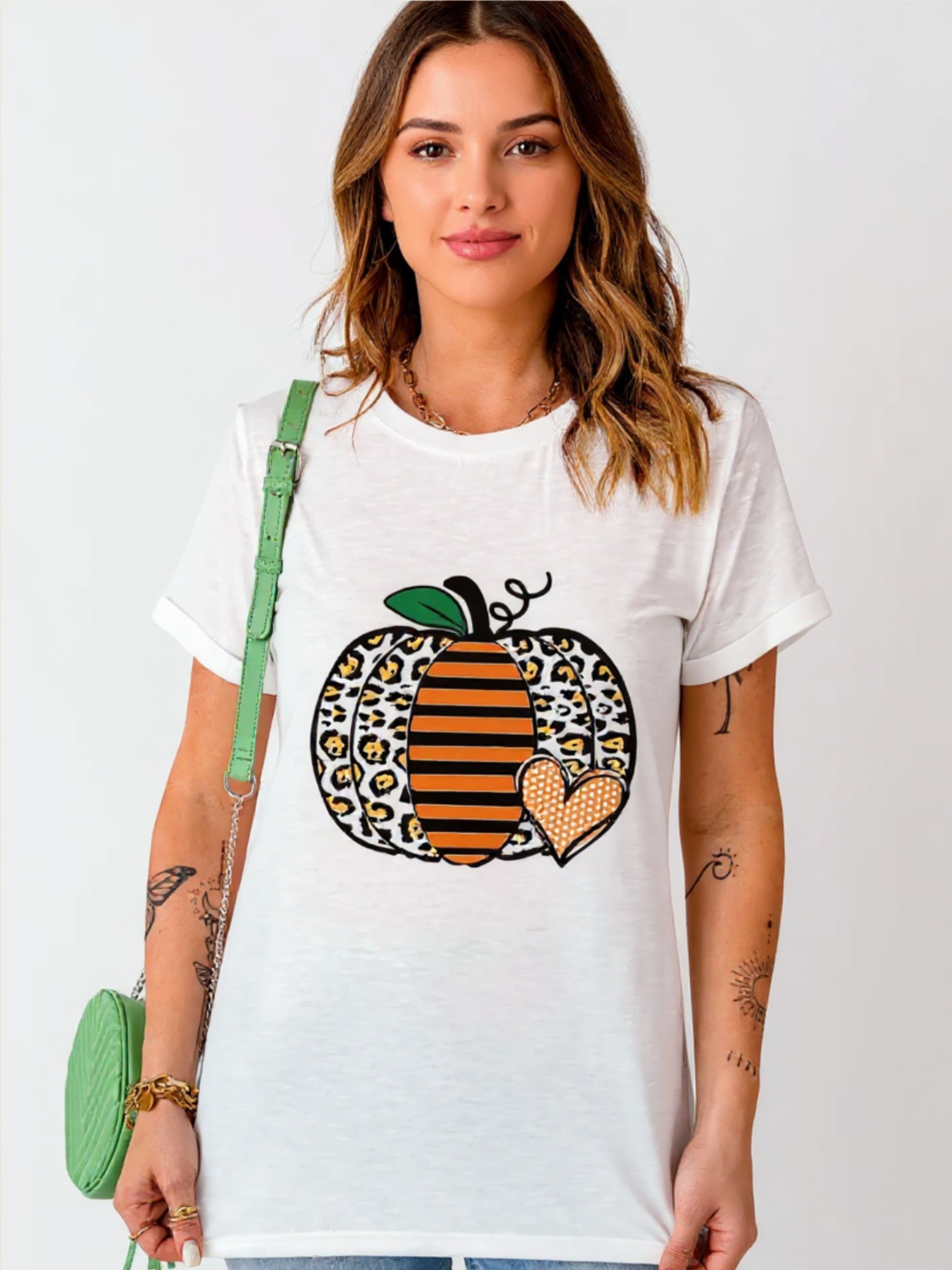 Pumpkin Graphic Round Neck Short Sleeve T-Shirt