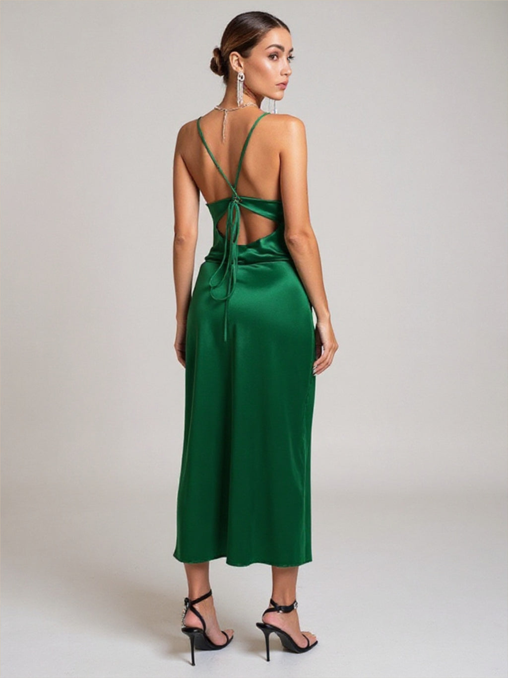 Green Satin Bodycon Dress