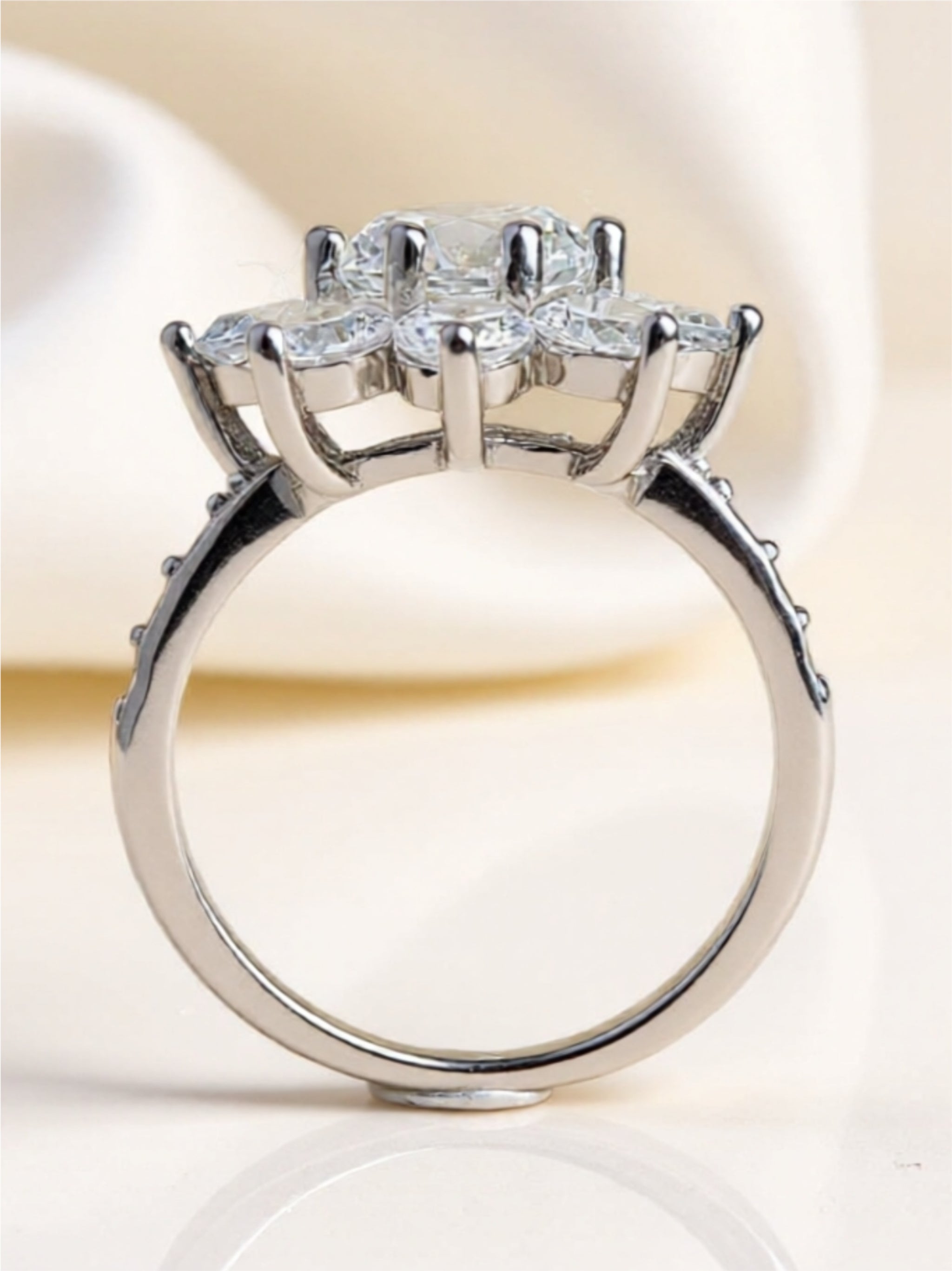 1 Carat Moissanite Flower 925 Sterling Silver Ring
