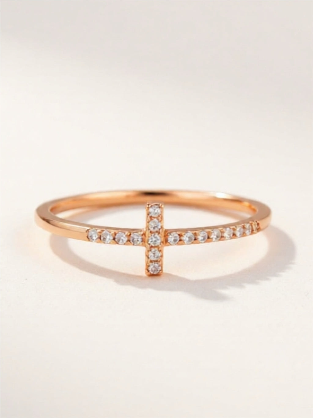 Cross Inlaid CZ 925 Sterling Silver Ring