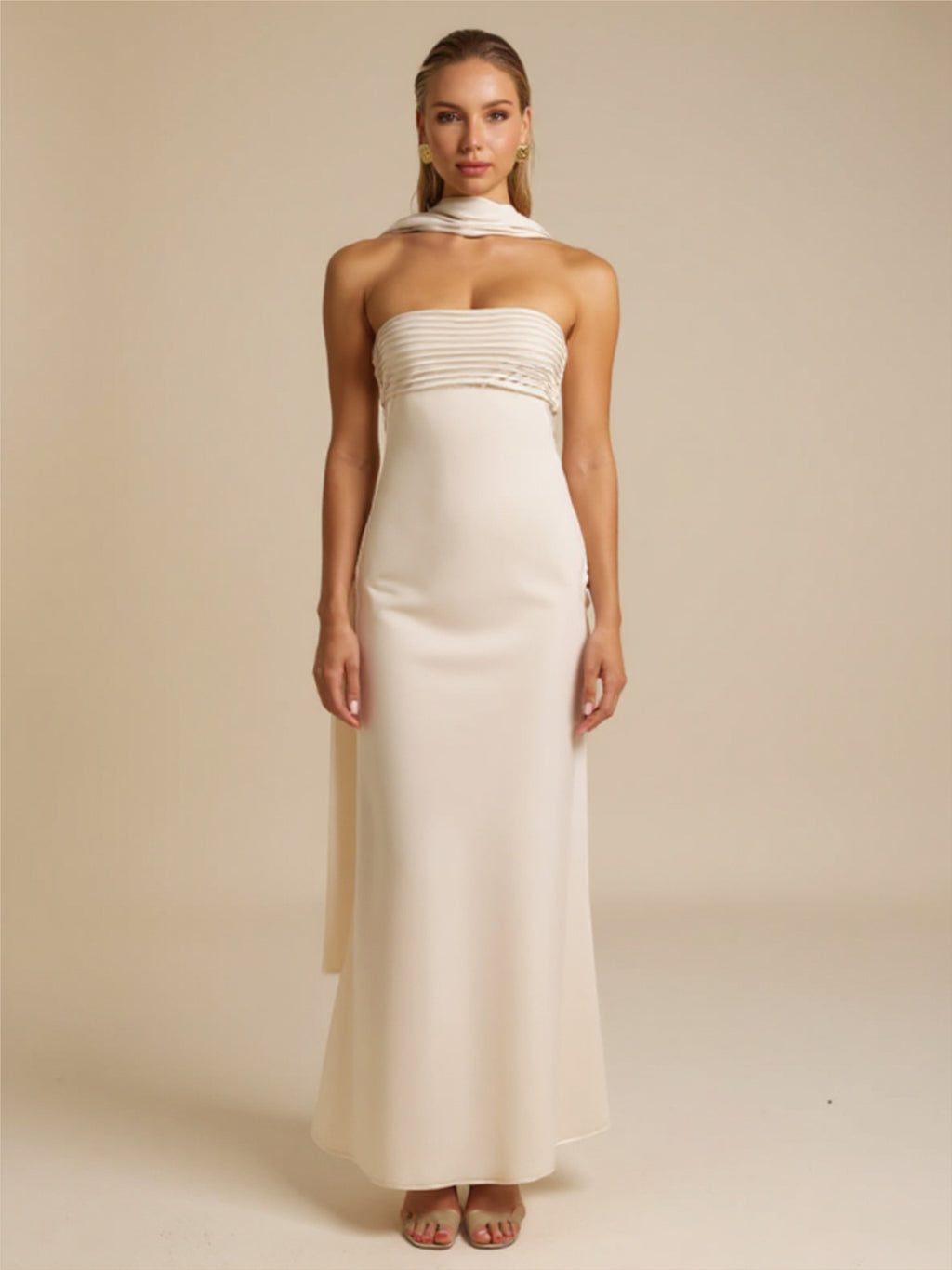 Satin Lace-Up Tube Dress