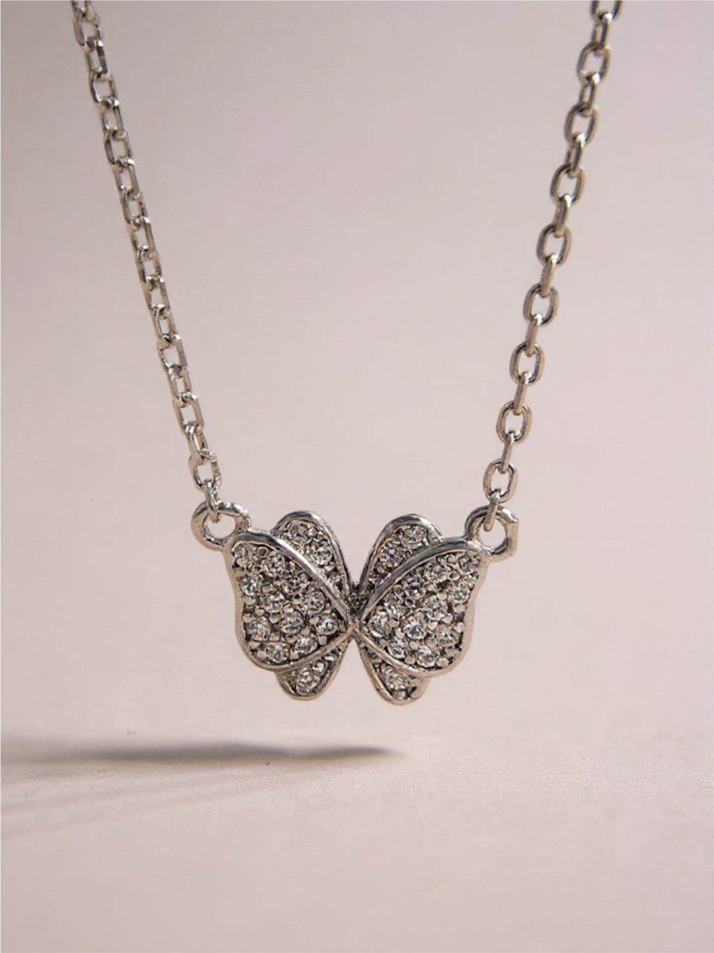 925 Sterling Silver CZ Butterfly Pendant Necklace